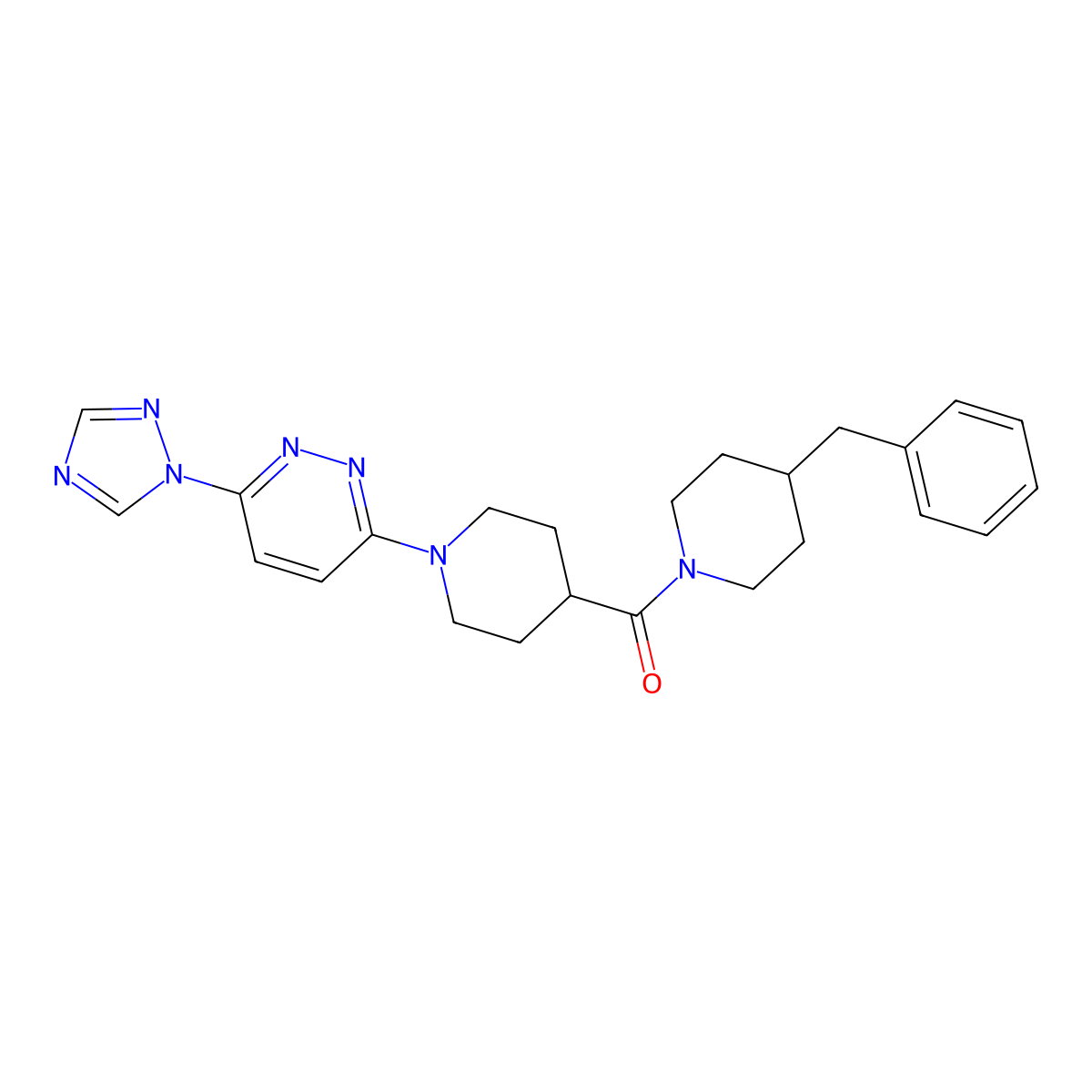 (1-(6-(1H-1,2,4-triazol-1-yl)pyridazin-3-yl)piperidin-4-yl)(4-benzylpiperidin-1-yl)methanone molecular structure, CAS 1797730-01-8