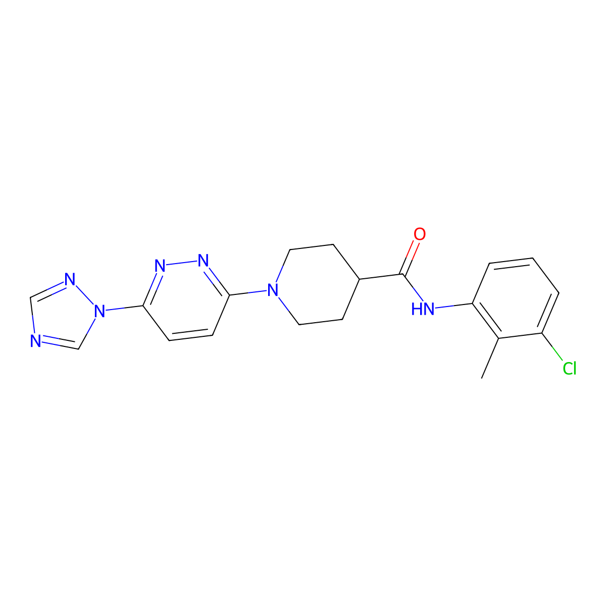 1-(6-(1H-1,2,4-triazol-1-yl)pyridazin-3-yl)-N-(3-chloro-2-methylphenyl)piperidine-4-carboxamide molecular structure, CAS 1797730-17-6