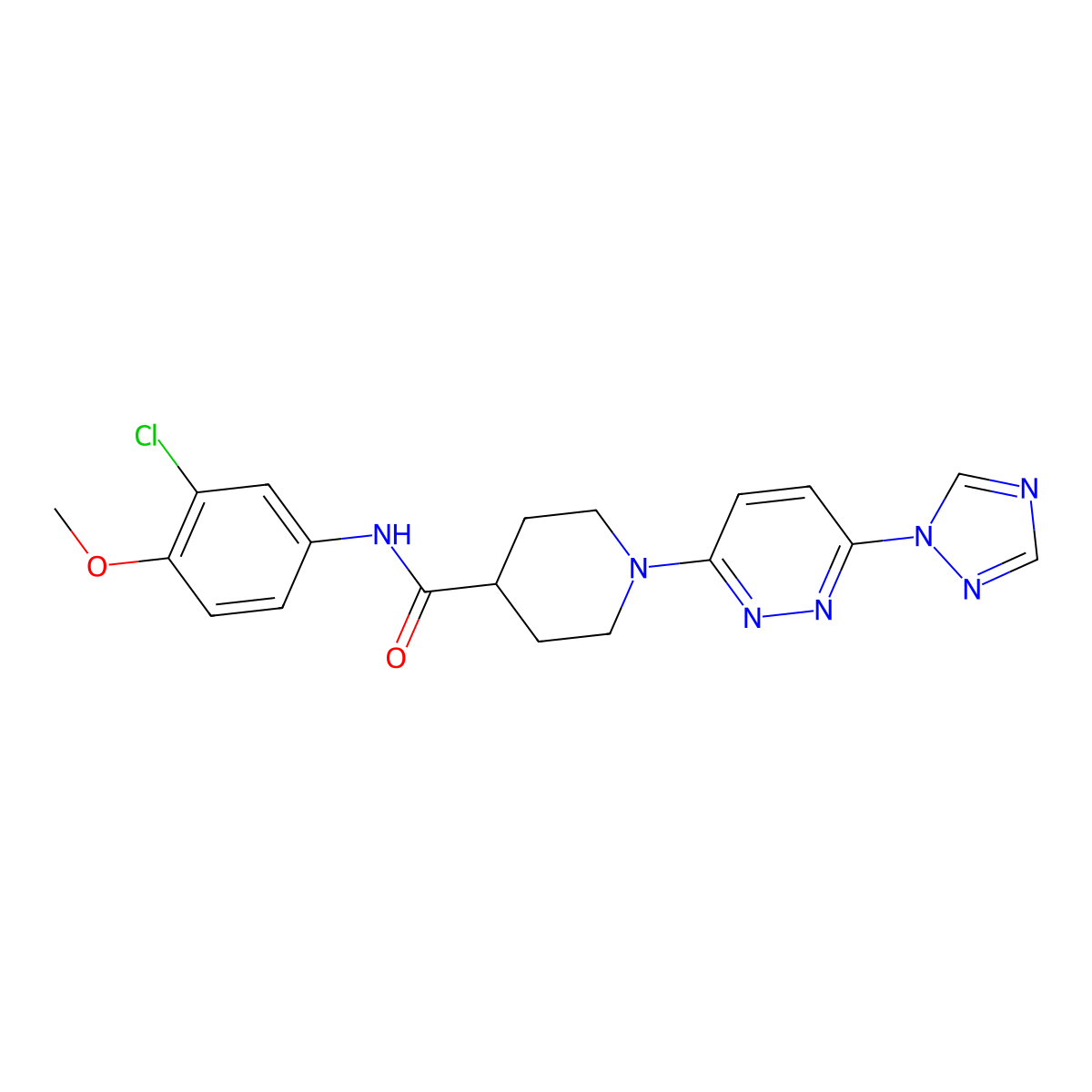 1-(6-(1H-1,2,4-triazol-1-yl)pyridazin-3-yl)-N-(3-chloro-4-methoxyphenyl)piperidine-4-carboxamide molecular structure, CAS 1797730-23-4