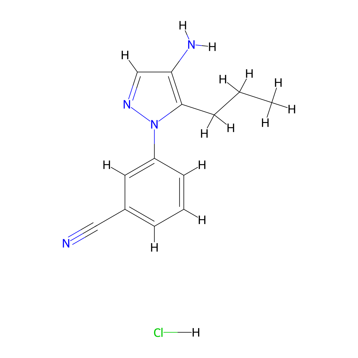 3-(4-amino-5-propyl-1H-pyrazol-1-yl)benzonitrile hydrochloride molecular structure, CAS 1797731-13-5