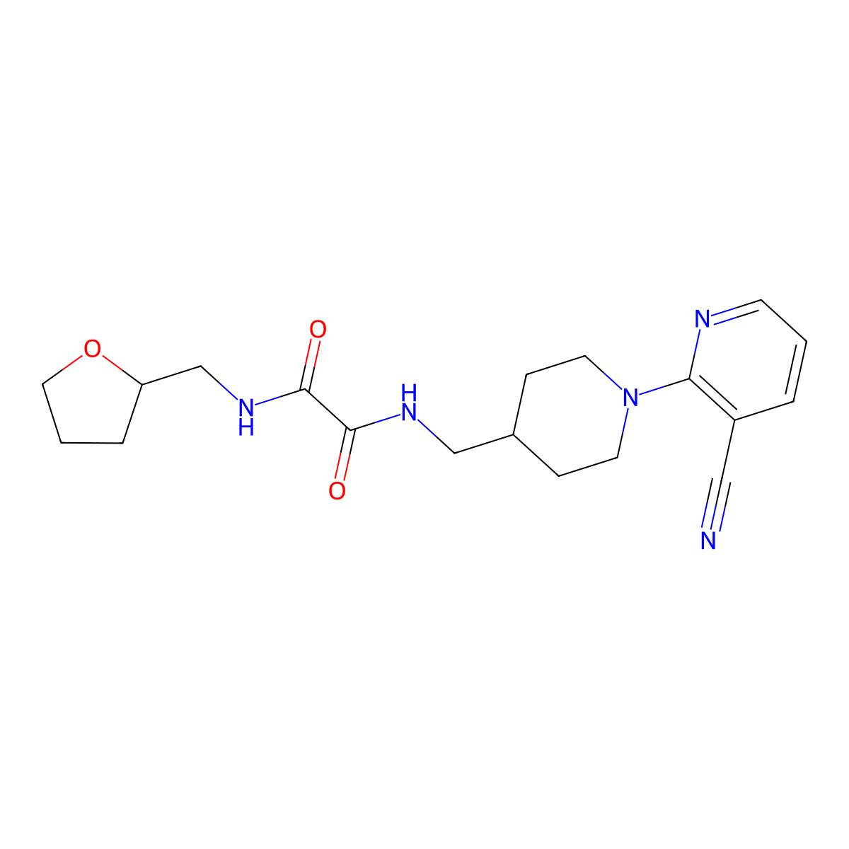 N1-((1-(3-cyanopyridin-2-yl)piperidin-4-yl)methyl)-N2-((tetrahydrofuran-2-yl)methyl)oxalamide molecular structure, CAS 1797731-78-2