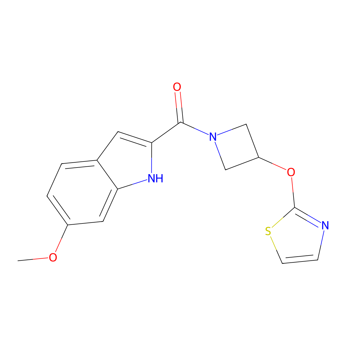 (6-methoxy-1H-indol-2-yl)(3-(thiazol-2-yloxy)azetidin-1-yl)methanone molecular structure, CAS 1797734-68-9
