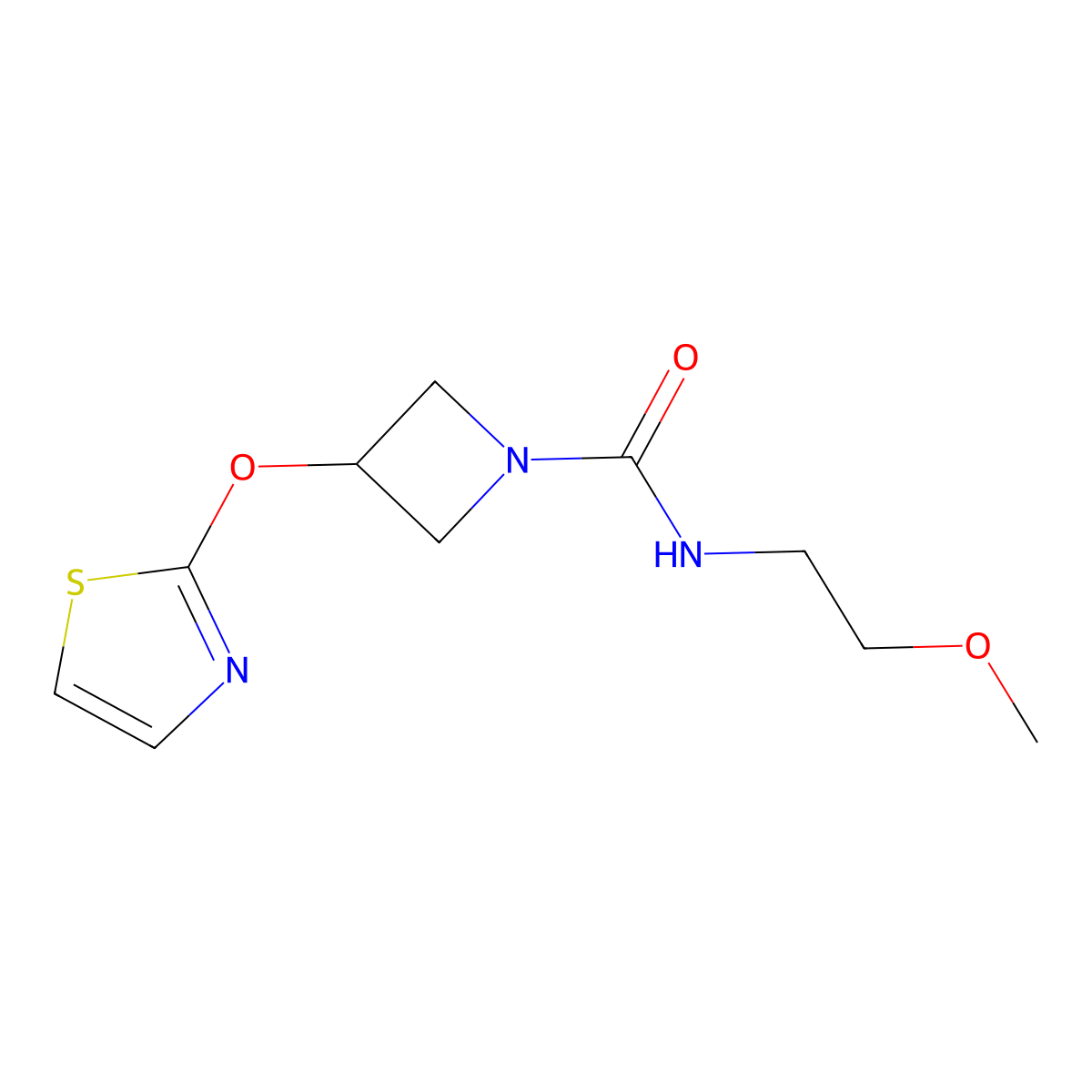 N-(2-methoxyethyl)-3-(thiazol-2-yloxy)azetidine-1-carboxamide molecular structure, CAS 1797734-76-9