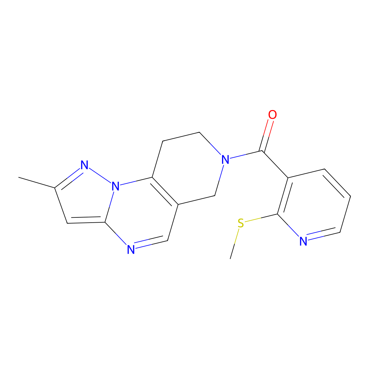 4-Methyl-11-[2-(methylsulfanyl)pyridine-3-carbonyl]-2,3,7,11-tetraazatricyclo[7.4.0.0^{2,6}]trideca-1(9),3,5,7-tetraene molecular structure, CAS 1797735-27-3