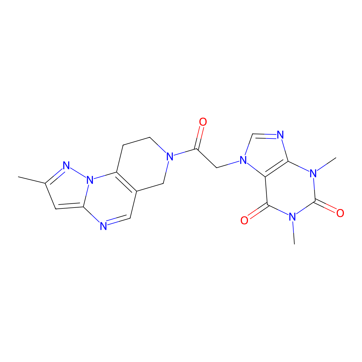 1,3-dimethyl-7-(2-(2-methyl-8,9-dihydropyrazolo[1,5-a]pyrido[3,4-e]pyrimidin-7(6H)-yl)-2-oxoethyl)-1H-purine-2,6(3H,7H)-dione molecular structure, CAS 1797735-65-9