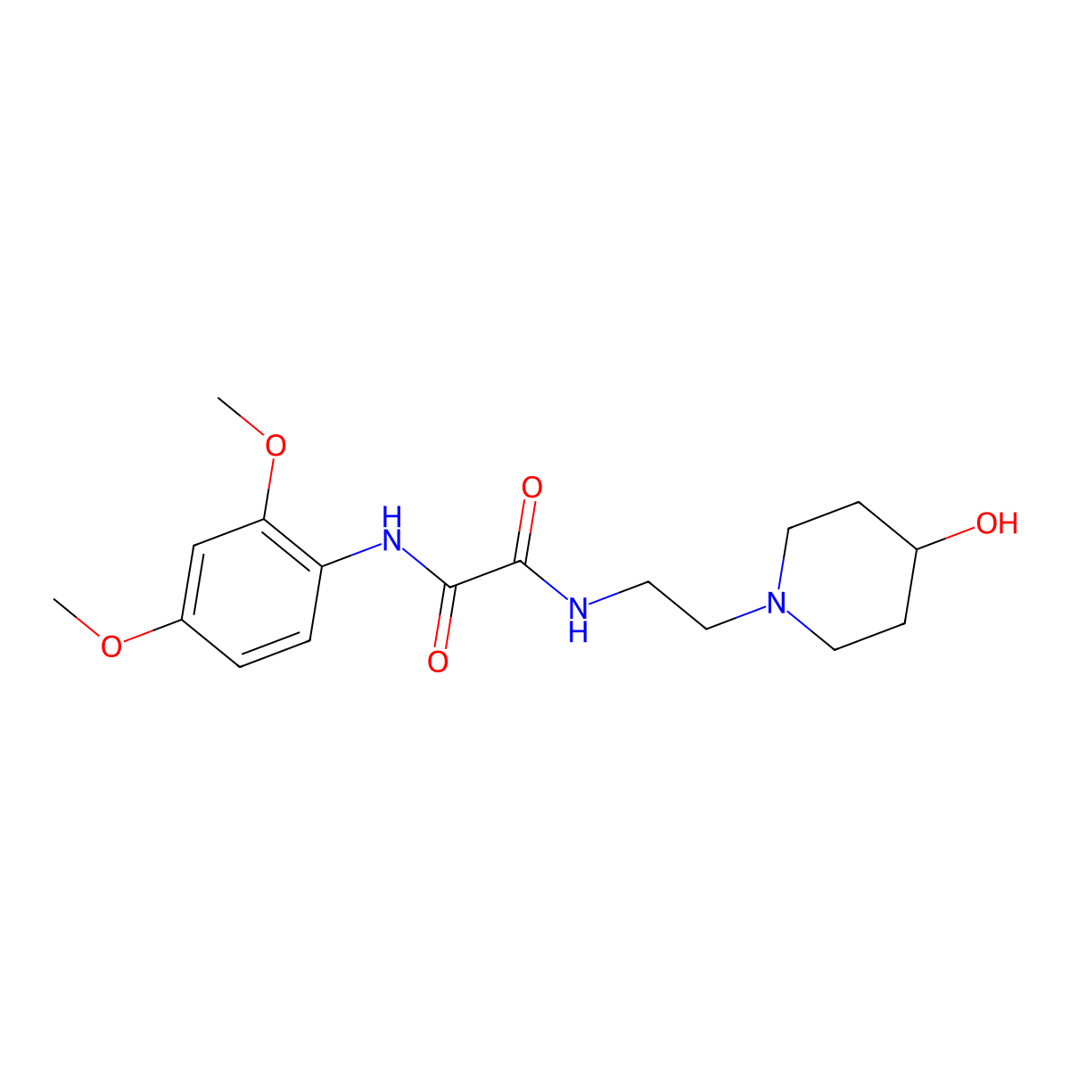 N1-(2,4-dimethoxyphenyl)-N2-(2-(4-hydroxypiperidin-1-yl)ethyl)oxalamide molecular structure, CAS 1797735-90-0