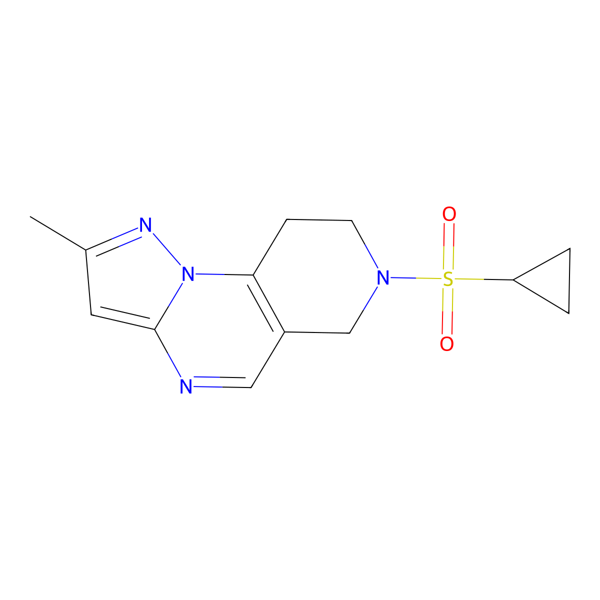 7-(Cyclopropylsulfonyl)-2-methyl-6,7,8,9-tetrahydropyrazolo[1,5-a]pyrido[3,4-e]pyrimidine molecular structure, CAS 1797735-92-2