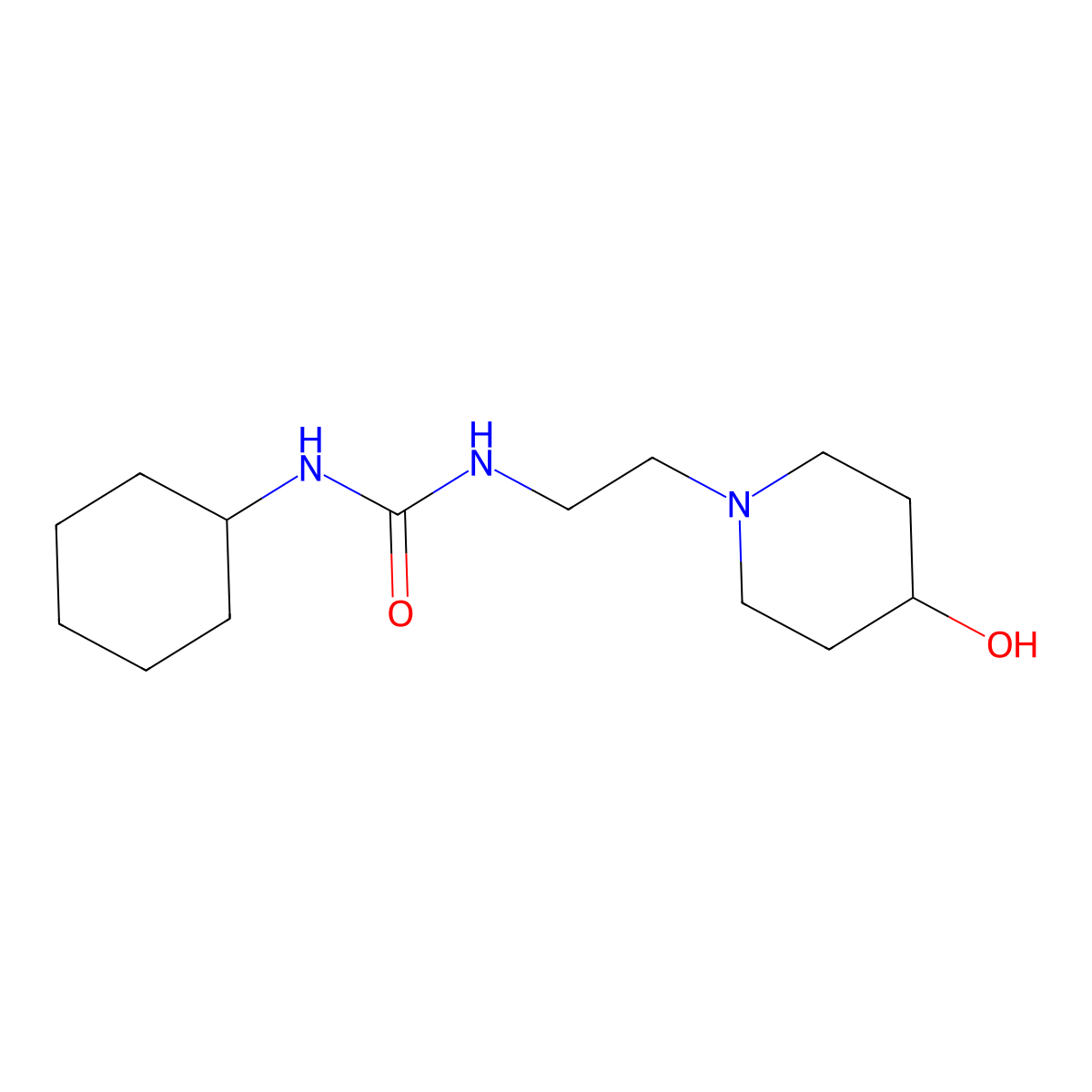 1-Cyclohexyl-3-(2-(4-hydroxypiperidin-1-yl)ethyl)urea molecular structure, CAS 1797736-05-0