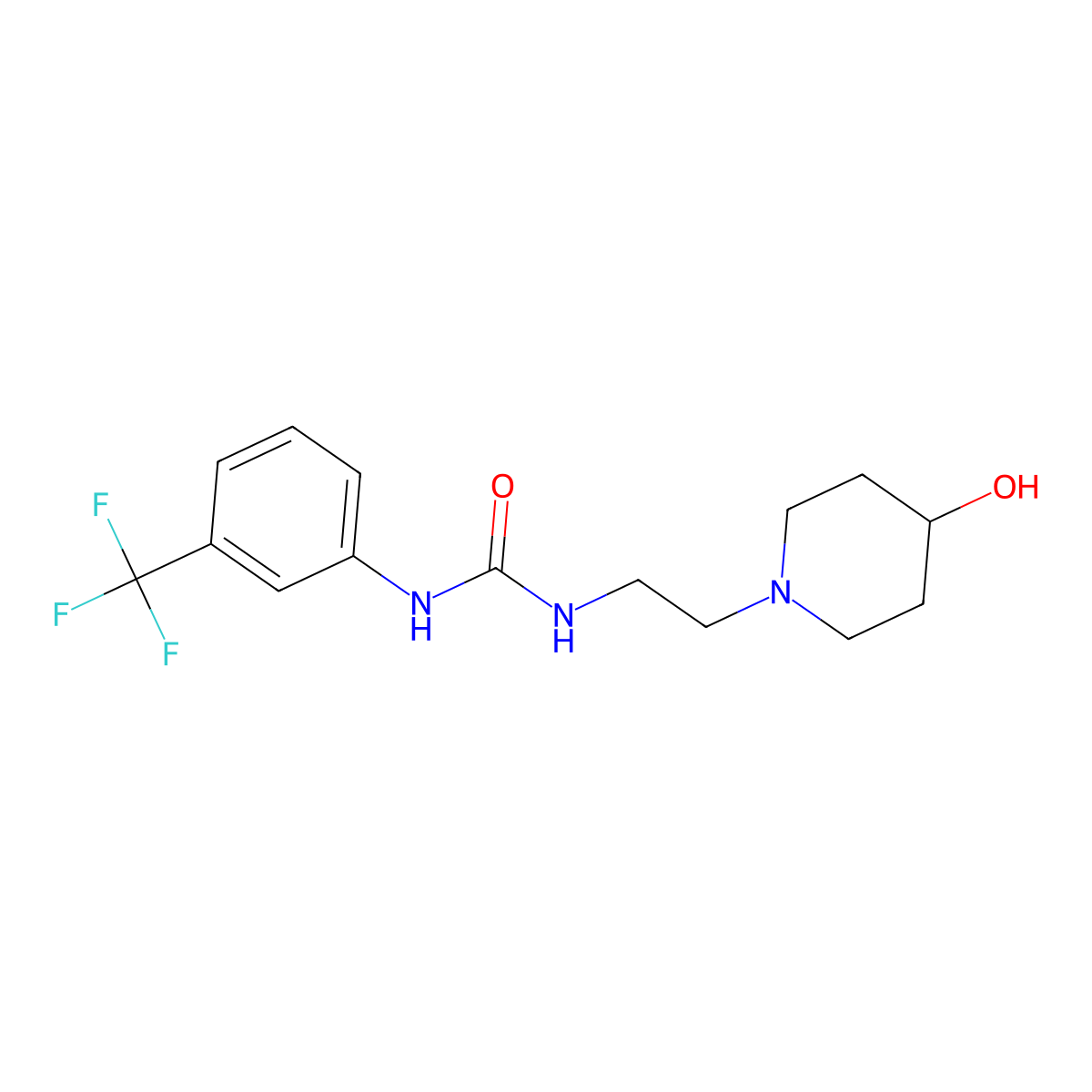 1-[2-(4-Hydroxypiperidin-1-yl)ethyl]-3-[3-(trifluoromethyl)phenyl]urea molecular structure, CAS 1797736-15-2