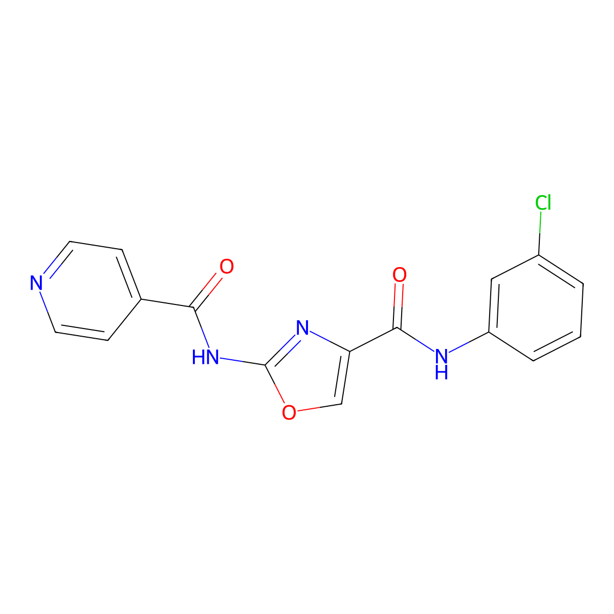 N-(3-chlorophenyl)-2-(isonicotinamido)oxazole-4-carboxamide molecular structure, CAS 1797736-21-0