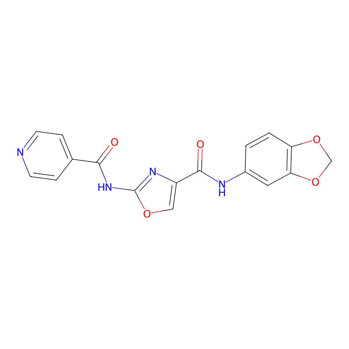 N-(benzo[d][1,3]dioxol-5-yl)-2-(isonicotinamido)oxazole-4-carboxamide molecular structure, CAS 1797736-28-7