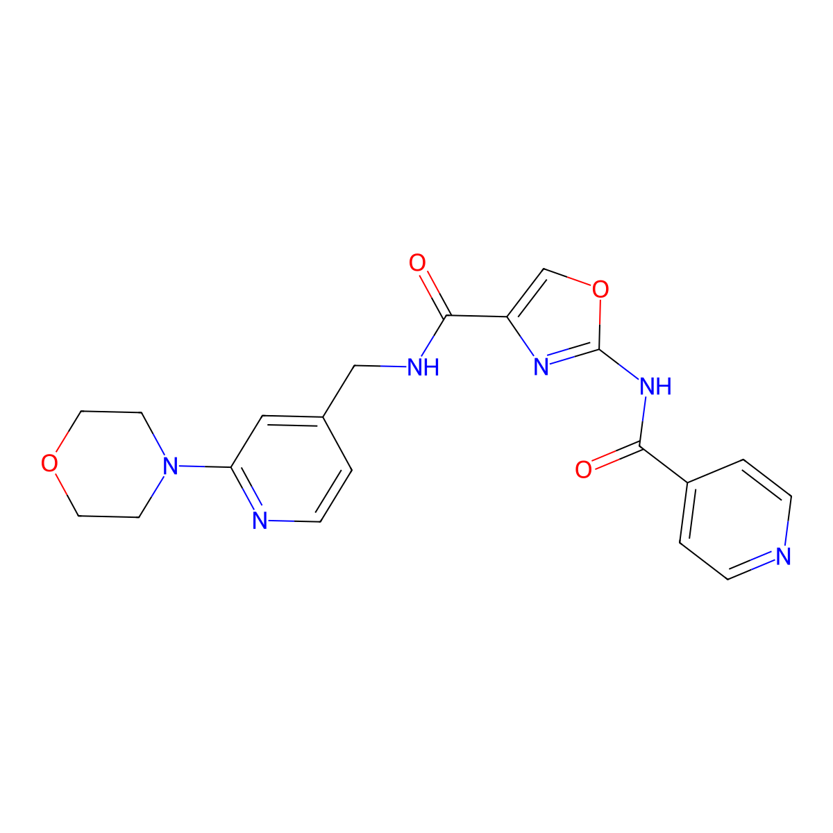 2-(isonicotinamido)-N-((2-morpholinopyridin-4-yl)methyl)oxazole-4-carboxamide molecular structure, CAS 1797736-31-2