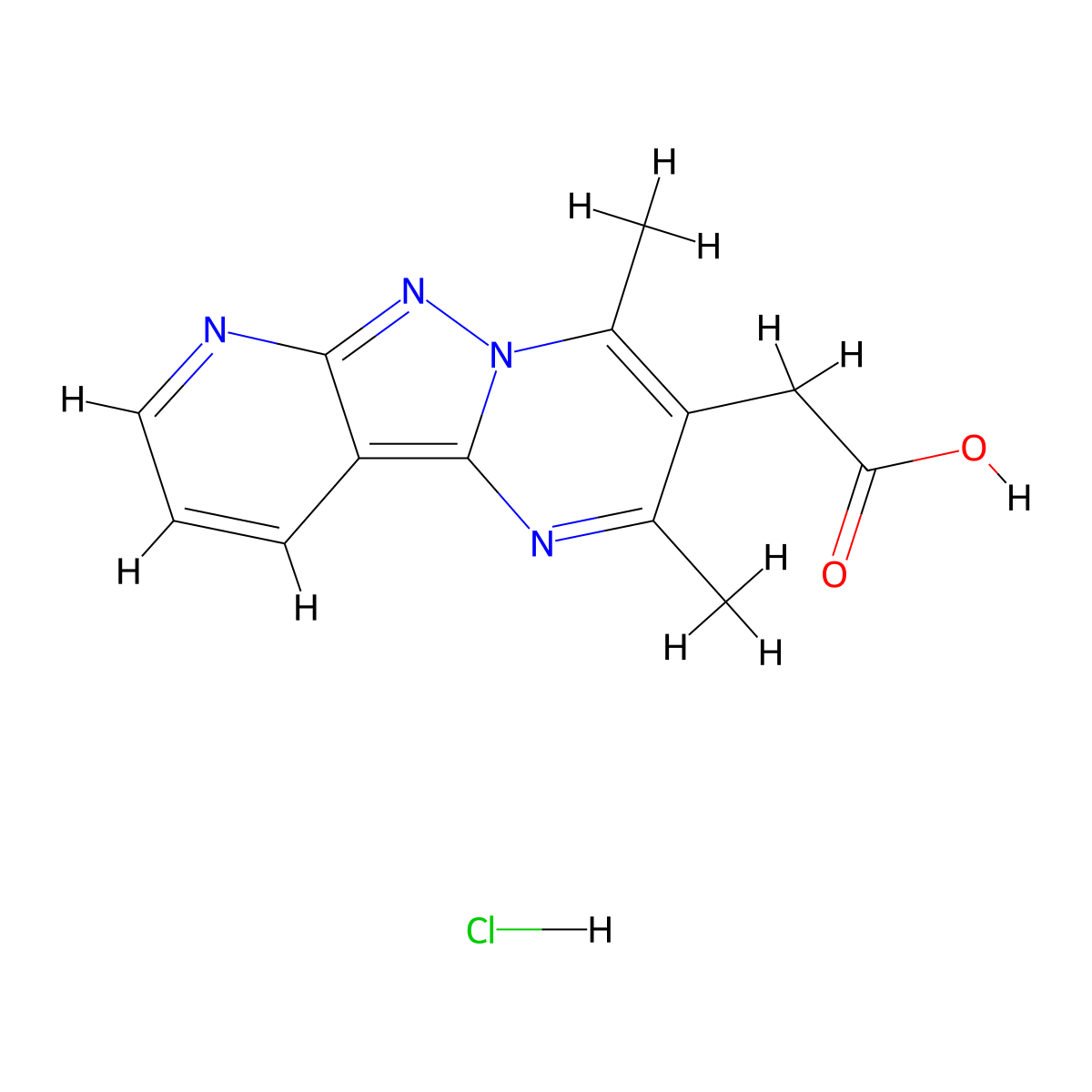 (2,4-Dimethylpyrido[2',3':3,4]pyrazolo[1,5-a]pyrimidin-3-yl)acetic acid hydrochloride molecular structure, CAS 1797736-40-3