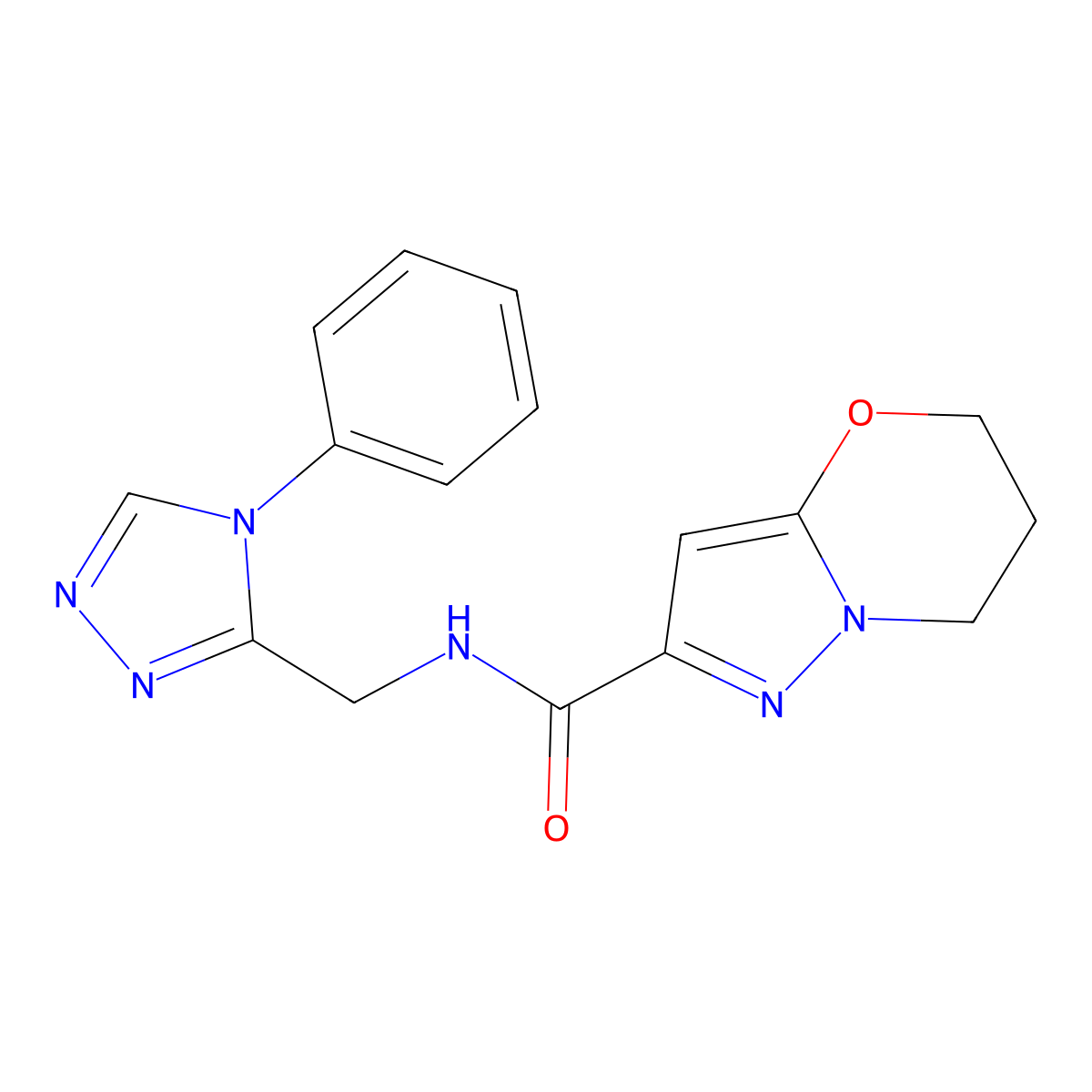 N-((4-phenyl-4H-1,2,4-triazol-3-yl)methyl)-6,7-dihydro-5H-pyrazolo[5,1-b][1,3]oxazine-2-carboxamide molecular structure, CAS 1797736-44-7