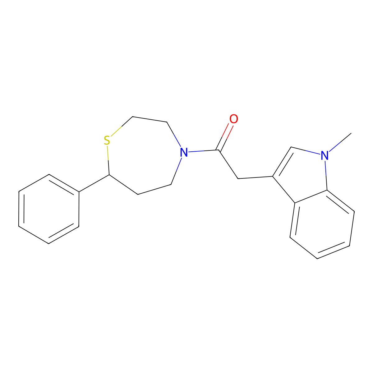 2-(1-methyl-1H-indol-3-yl)-1-(7-phenyl-1,4-thiazepan-4-yl)ethanone molecular structure, CAS 1797737-19-9