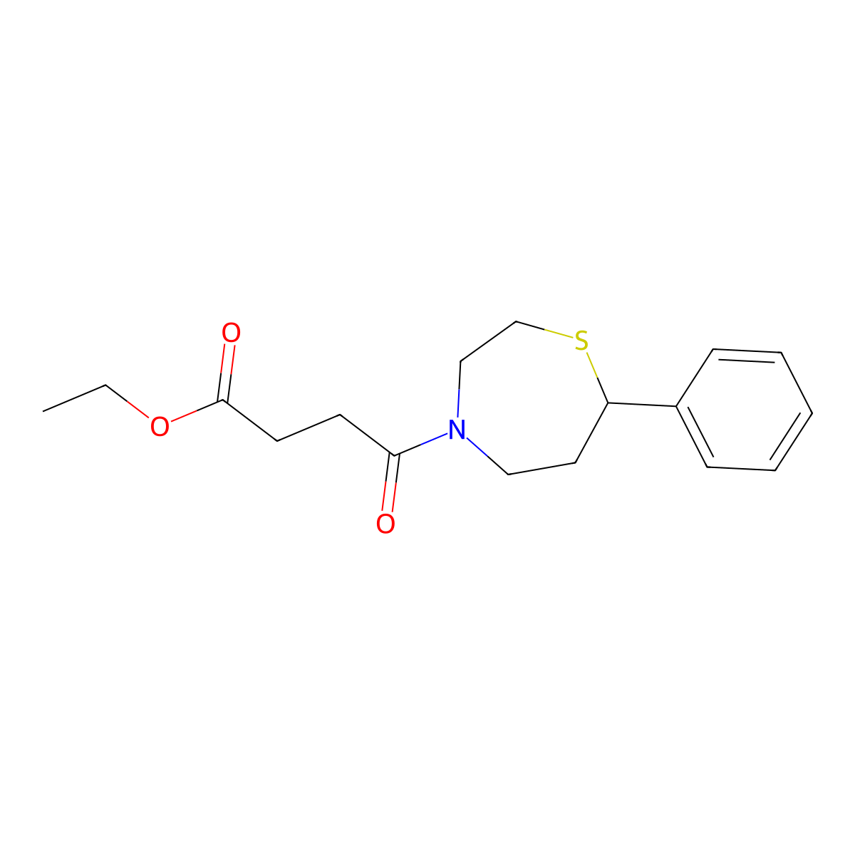 Ethyl 4-oxo-4-(7-phenyl-1,4-thiazepan-4-yl)butanoate molecular structure, CAS 1797737-29-1