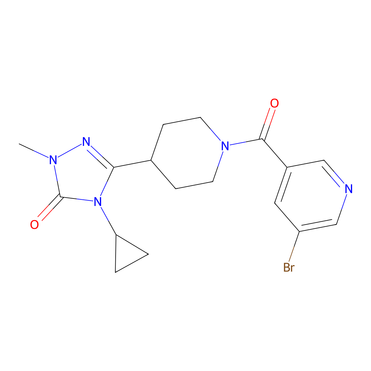 3-(1-(5-bromonicotinoyl)piperidin-4-yl)-4-cyclopropyl-1-methyl-1H-1,2,4-triazol-5(4H)-one molecular structure, CAS 1797737-31-5