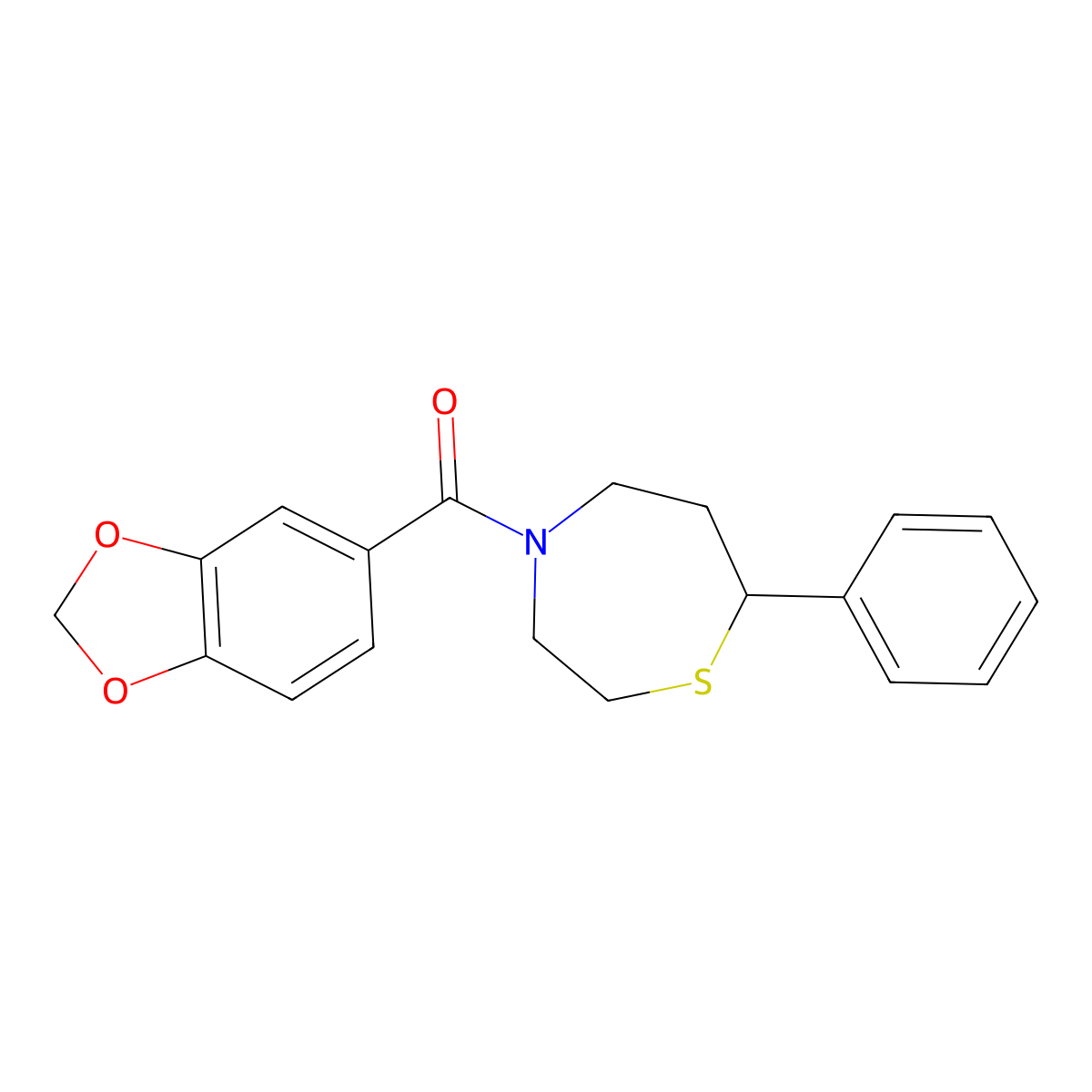 Benzo[d][1,3]dioxol-5-yl(7-phenyl-1,4-thiazepan-4-yl)methanone molecular structure, CAS 1797737-36-0