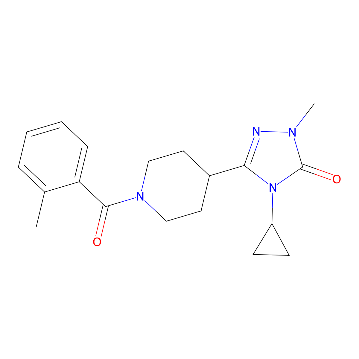 4-cyclopropyl-1-methyl-3-(1-(2-methylbenzoyl)piperidin-4-yl)-1H-1,2,4-triazol-5(4H)-one molecular structure, CAS 1797737-37-1