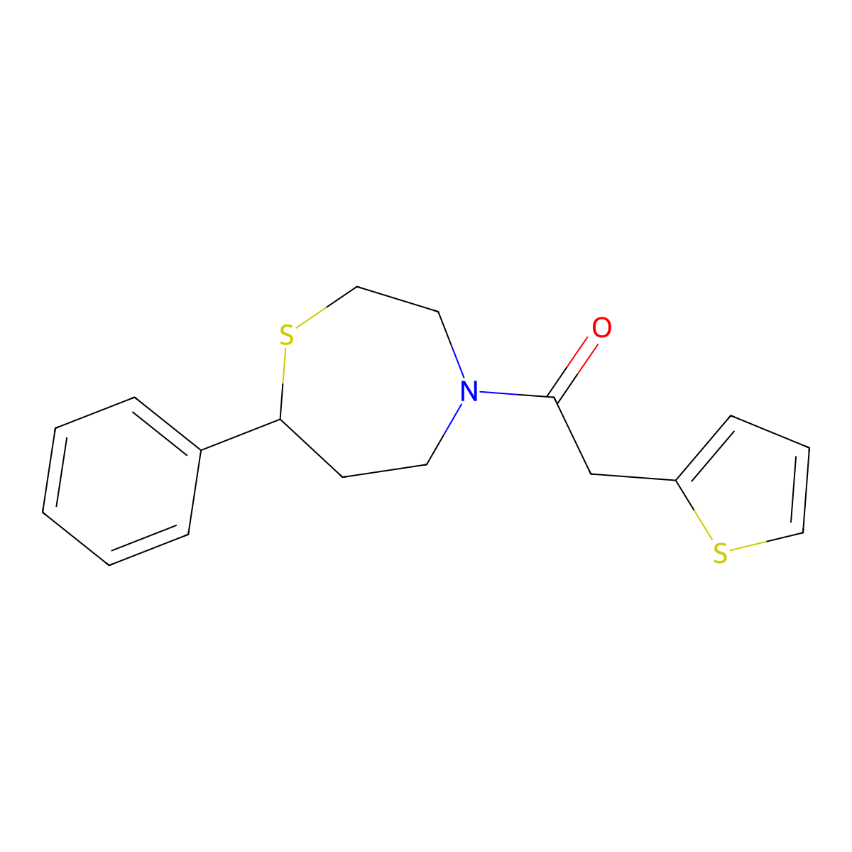1-(7-Phenyl-1,4-thiazepan-4-yl)-2-(thiophen-2-yl)ethanone molecular structure, CAS 1797737-53-1