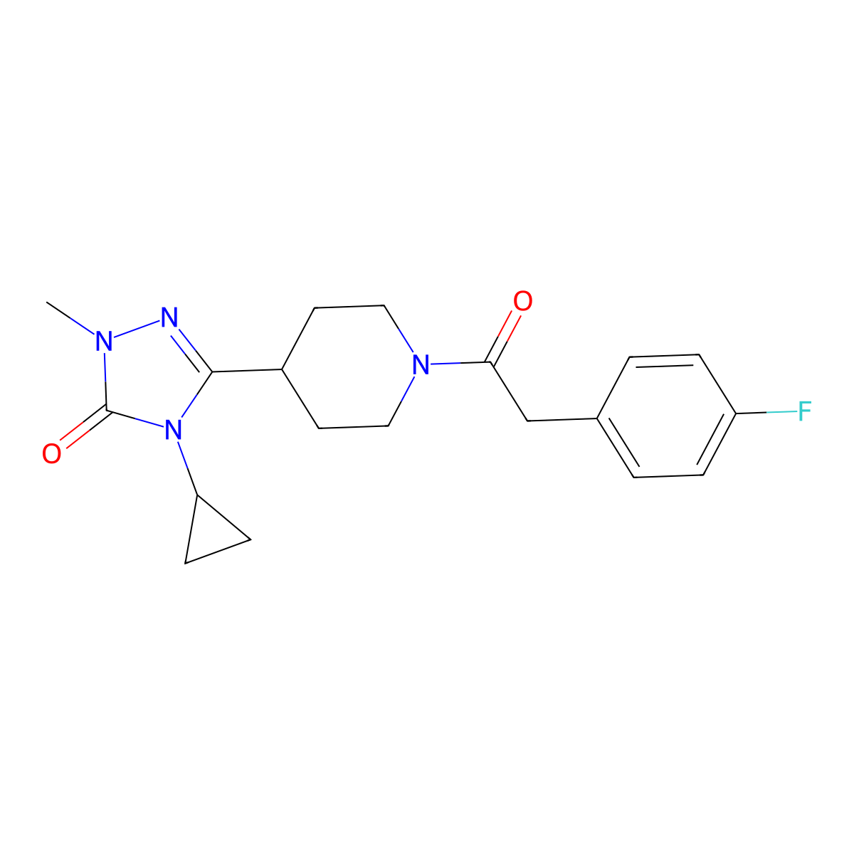 4-cyclopropyl-3-(1-(2-(4-fluorophenyl)acetyl)piperidin-4-yl)-1-methyl-1H-1,2,4-triazol-5(4H)-one molecular structure, CAS 1797737-61-1