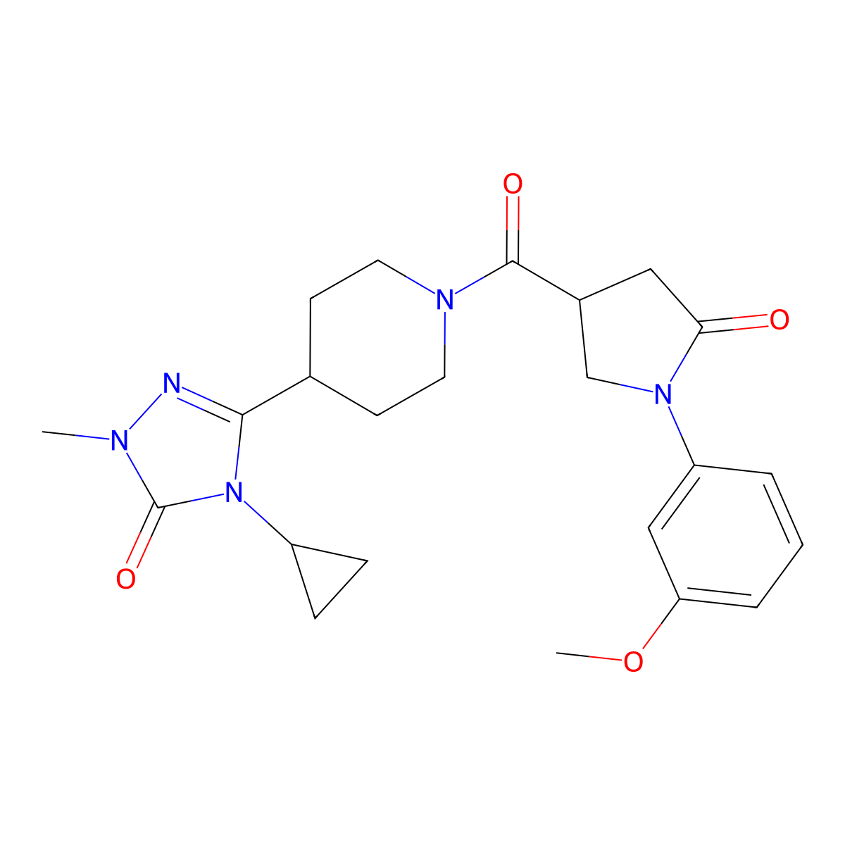 4-cyclopropyl-3-(1-(1-(3-methoxyphenyl)-5-oxopyrrolidine-3-carbonyl)piperidin-4-yl)-1-methyl-1H-1,2,4-triazol-5(4H)-one molecular structure, CAS 1797737-80-4
