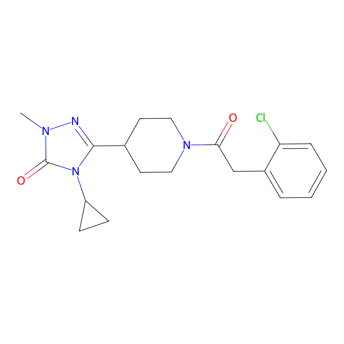 3-(1-(2-(2-chlorophenyl)acetyl)piperidin-4-yl)-4-cyclopropyl-1-methyl-1H-1,2,4-triazol-5(4H)-one molecular structure, CAS 1797737-88-2