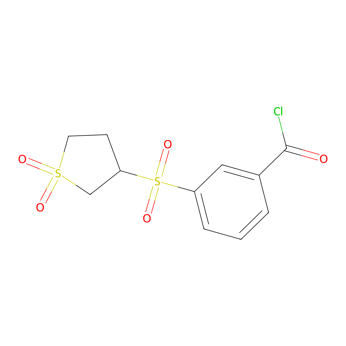 3-[(1,1-Dioxo-1$l^{6}-thiolan-3-yl)sulfonyl]benzoyl chloride molecular structure, CAS 1797737-89-3