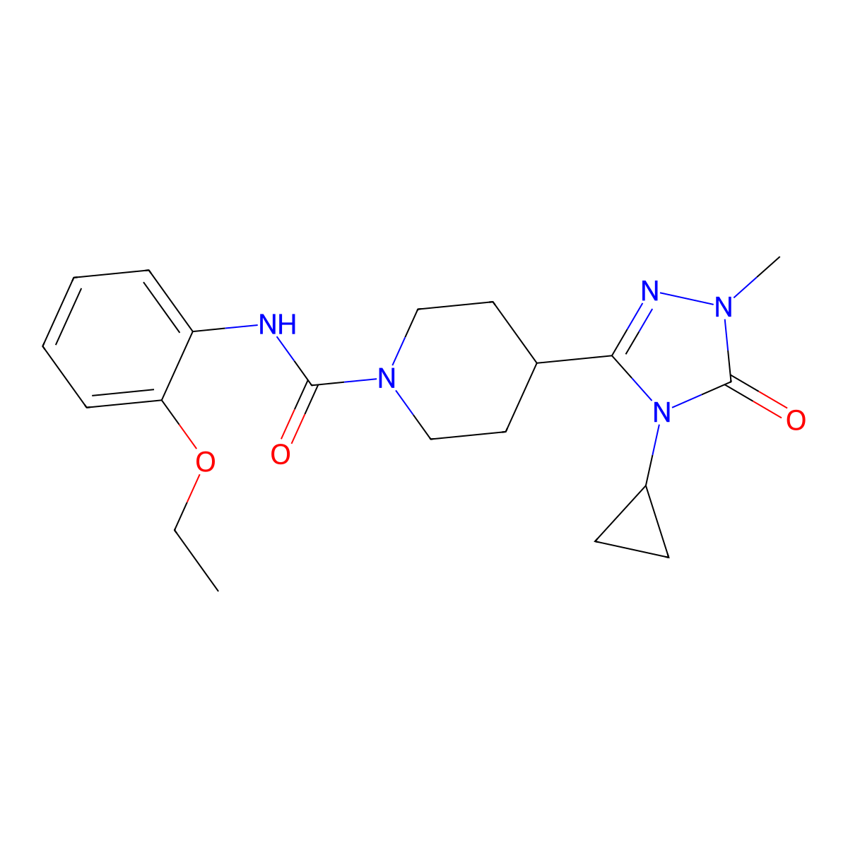 4-(4-cyclopropyl-1-methyl-5-oxo-4,5-dihydro-1H-1,2,4-triazol-3-yl)-N-(2-ethoxyphenyl)piperidine-1-carboxamide molecular structure, CAS 1797737-92-8