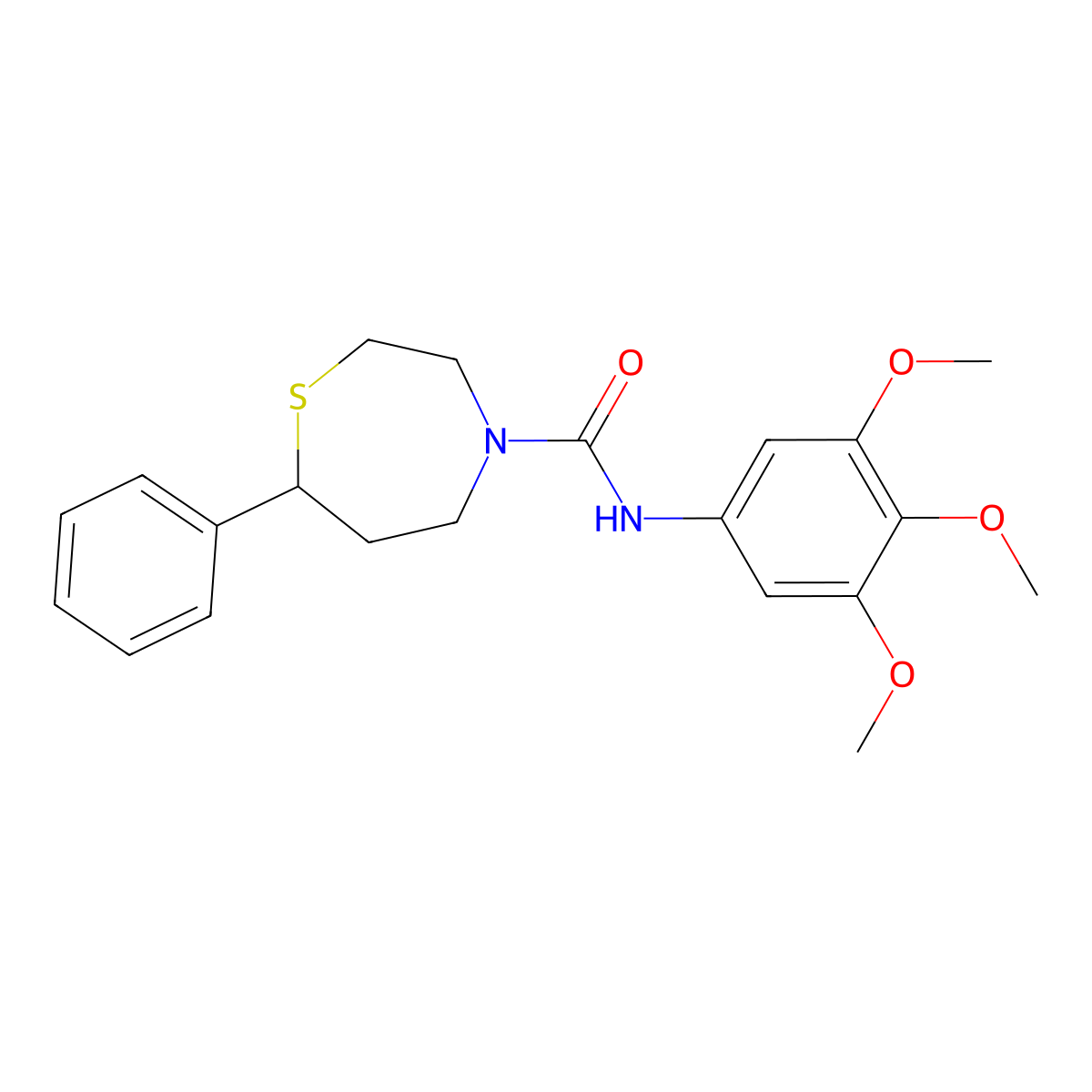 7-phenyl-N-(3,4,5-trimethoxyphenyl)-1,4-thiazepane-4-carboxamide molecular structure, CAS 1797738-10-3