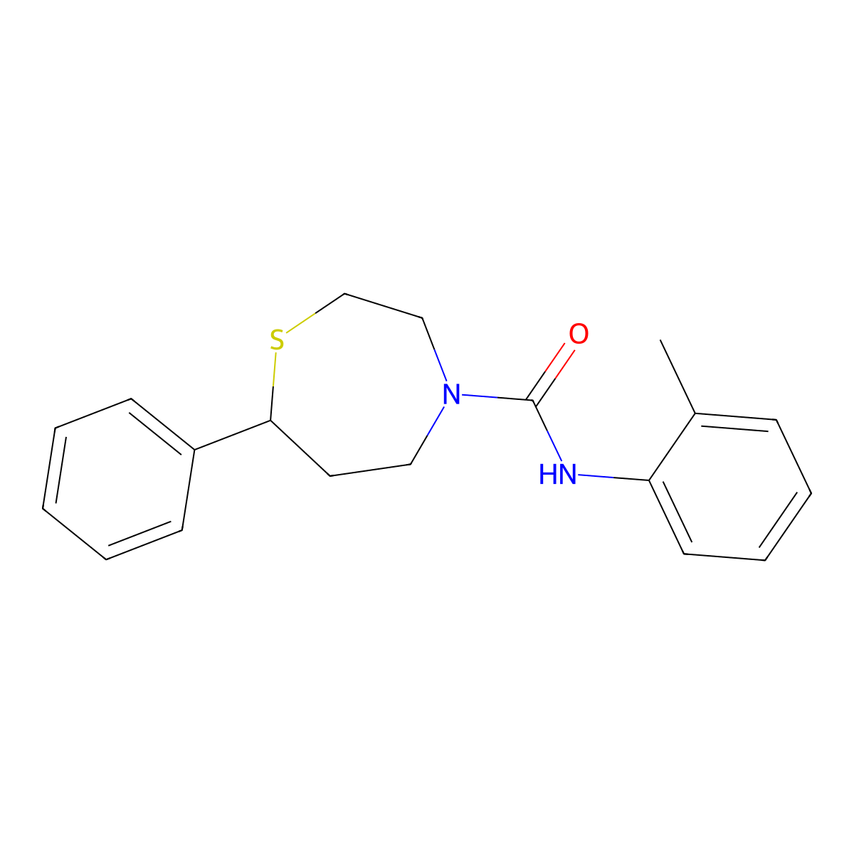 7-phenyl-N-(o-tolyl)-1,4-thiazepane-4-carboxamide molecular structure, CAS 1797738-15-8