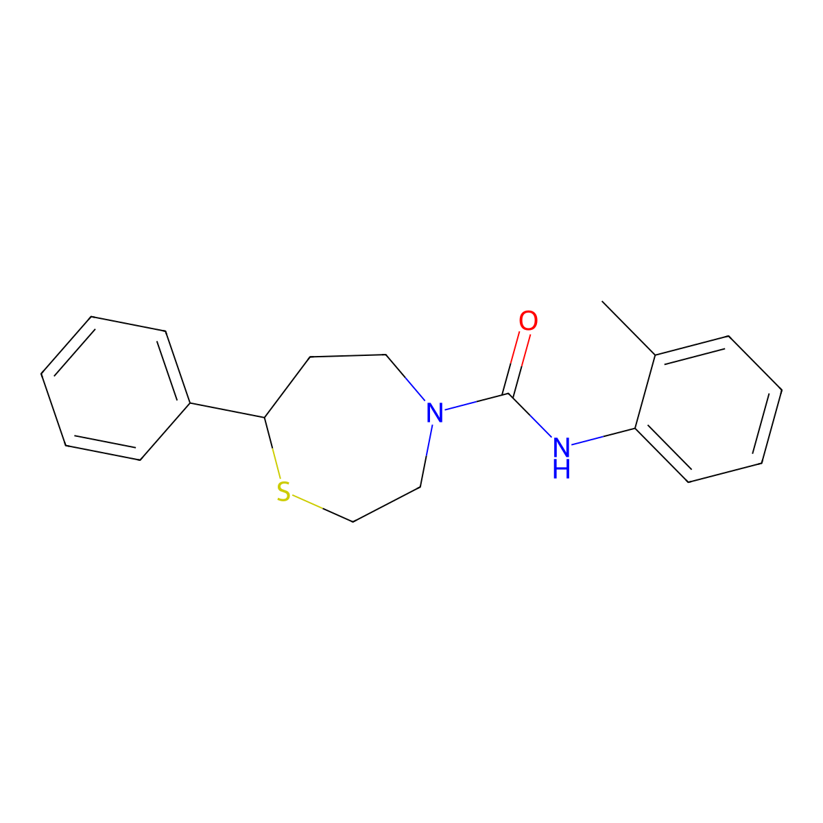 7-phenyl-N-(o-tolyl)-1,4-thiazepane-4-carboxamide molecular structure, CAS 1797738-15-8
