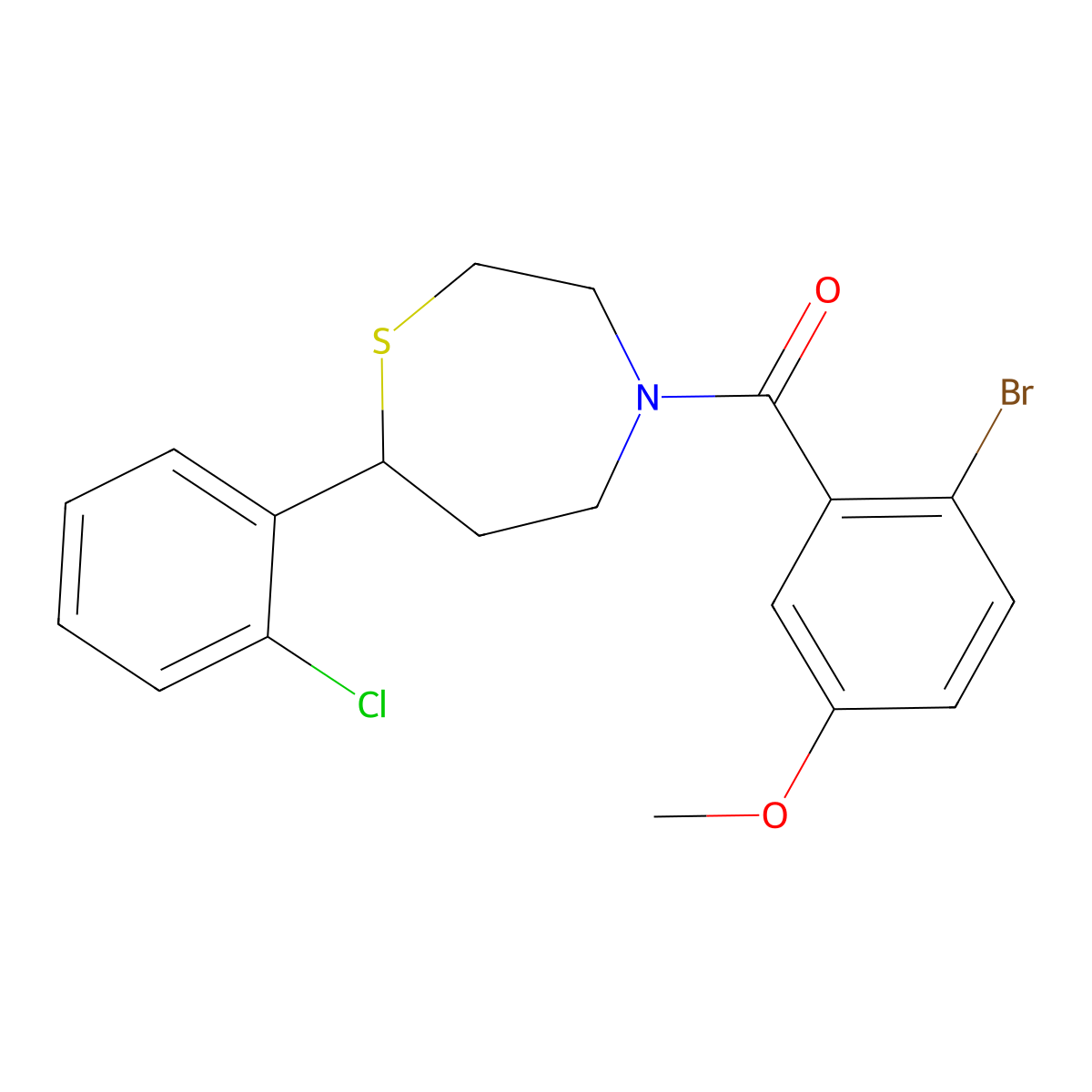 (2-Bromo-5-methoxyphenyl)(7-(2-chlorophenyl)-1,4-thiazepan-4-yl)methanone molecular structure, CAS 1797738-32-9