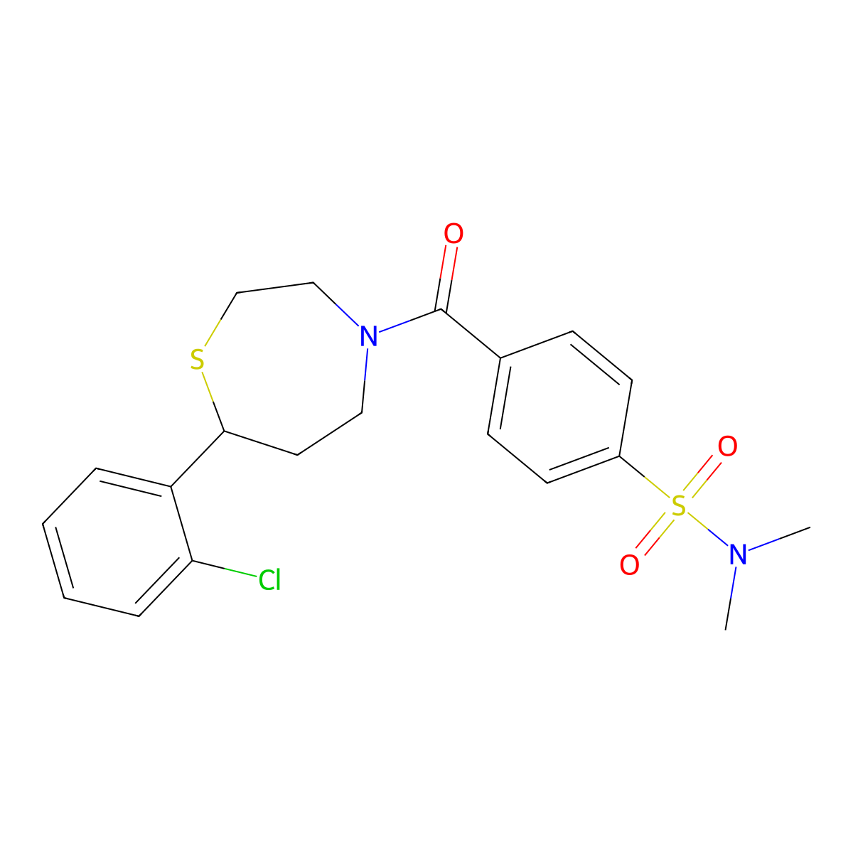 4-(7-(2-chlorophenyl)-1,4-thiazepane-4-carbonyl)-N,N-dimethylbenzenesulfonamide molecular structure, CAS 1797738-38-5