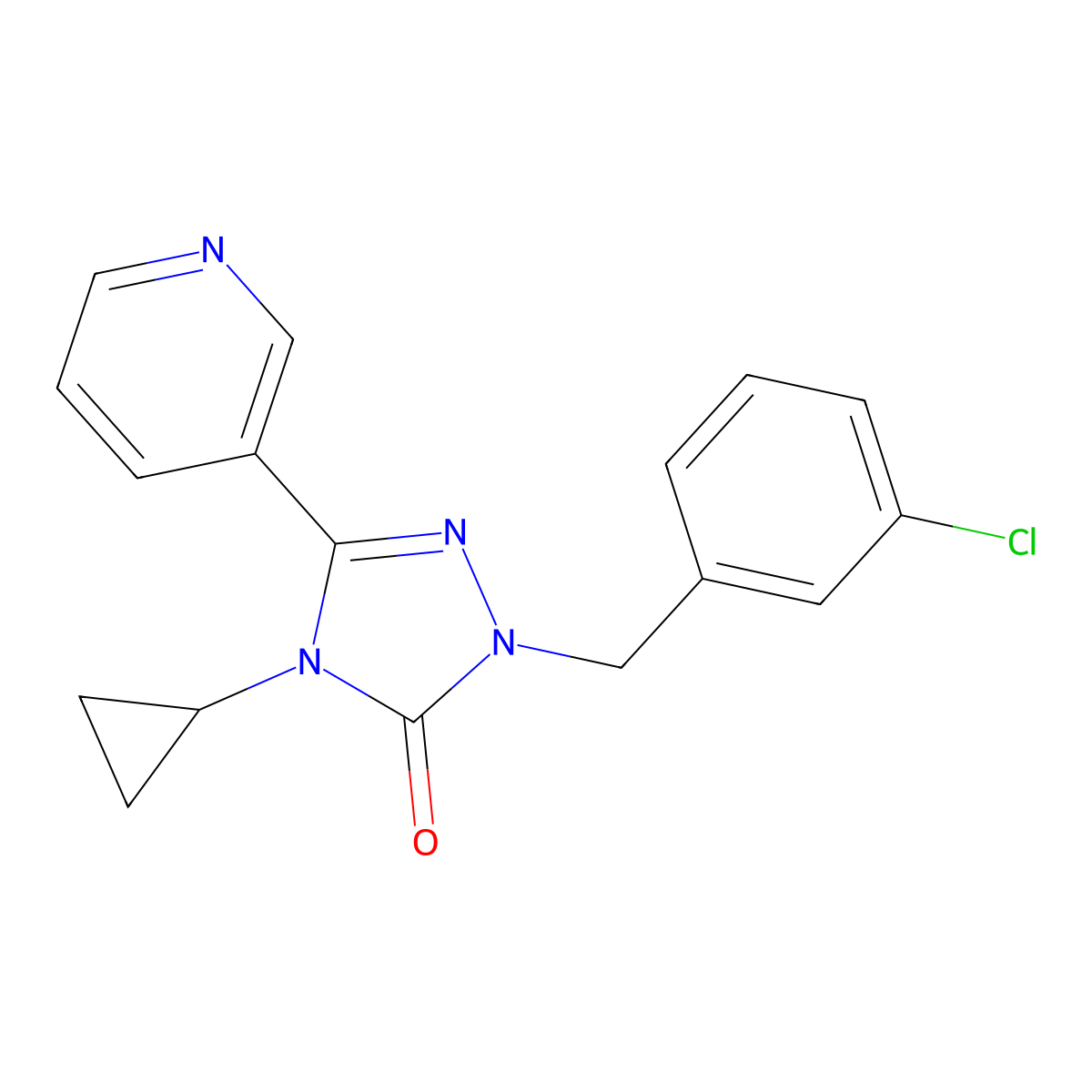 1-(3-chlorobenzyl)-4-cyclopropyl-3-(pyridin-3-yl)-1H-1,2,4-triazol-5(4H)-one molecular structure, CAS 1797738-54-5