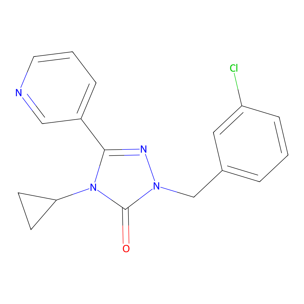 1-(3-chlorobenzyl)-4-cyclopropyl-3-(pyridin-3-yl)-1H-1,2,4-triazol-5(4H)-one molecular structure, CAS 1797738-54-5