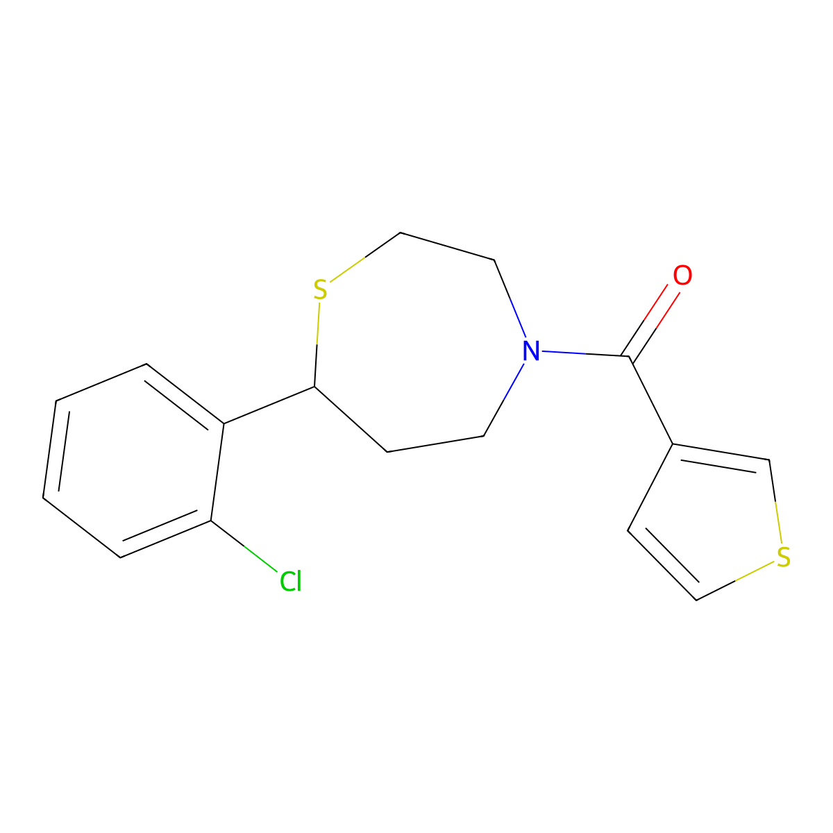 (7-(2-Chlorophenyl)-1,4-thiazepan-4-yl)(thiophen-3-yl)methanone molecular structure, CAS 1797738-69-2
