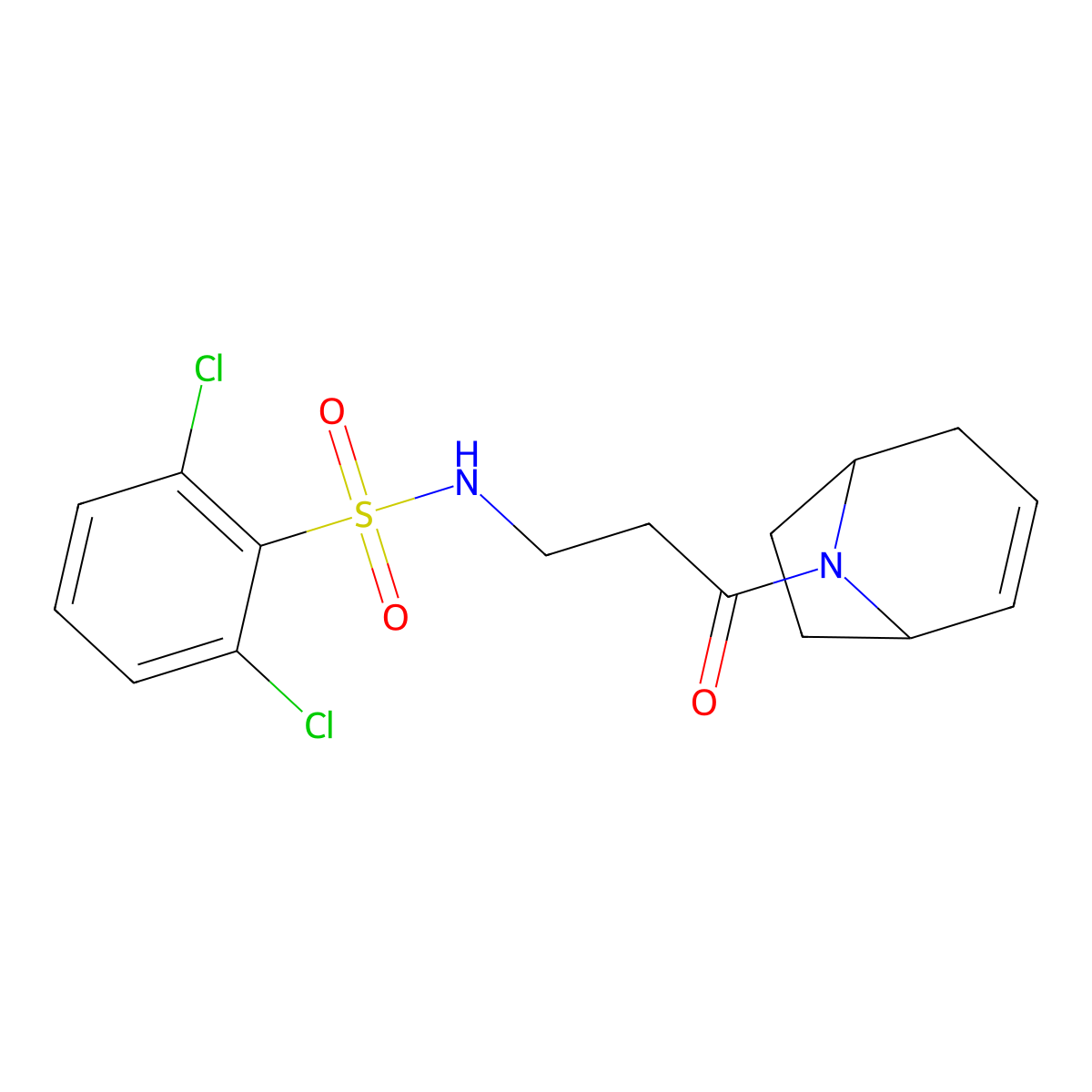 N-(3-{8-azabicyclo[3.2.1]oct-2-en-8-yl}-3-oxopropyl)-2,6-dichlorobenzene-1-sulfonamide molecular structure, CAS 1797739-77-5