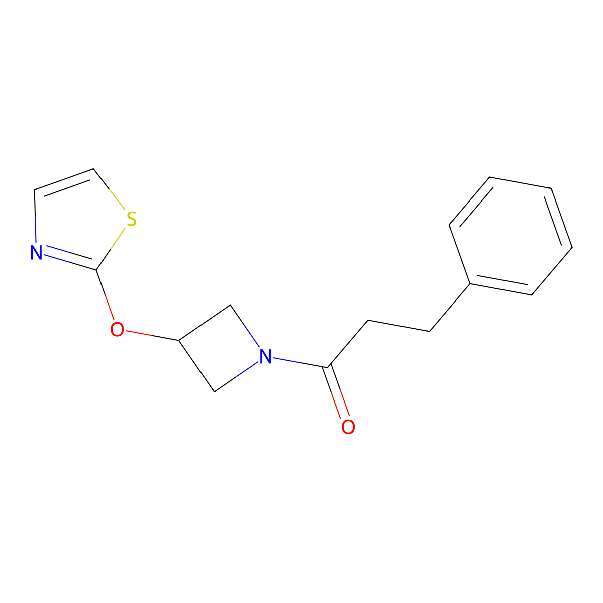 3-Phenyl-1-(3-(thiazol-2-yloxy)azetidin-1-yl)propan-1-one molecular structure, CAS 1797741-42-4
