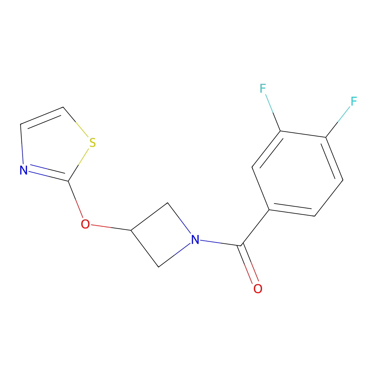 (3,4-Difluorophenyl)(3-(thiazol-2-yloxy)azetidin-1-yl)methanone molecular structure, CAS 1797741-51-5