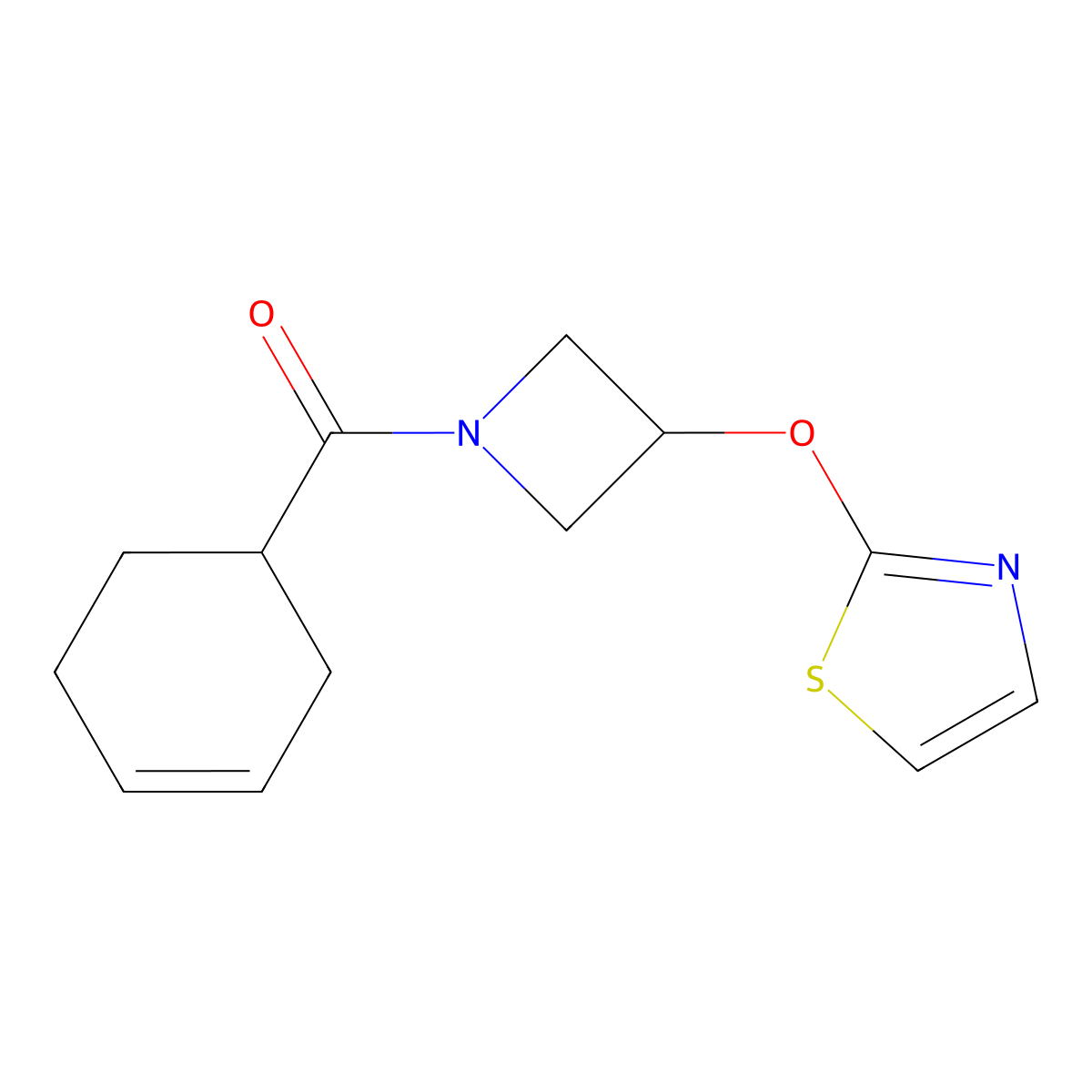 Cyclohex-3-en-1-yl(3-(thiazol-2-yloxy)azetidin-1-yl)methanone molecular structure, CAS 1797741-70-8