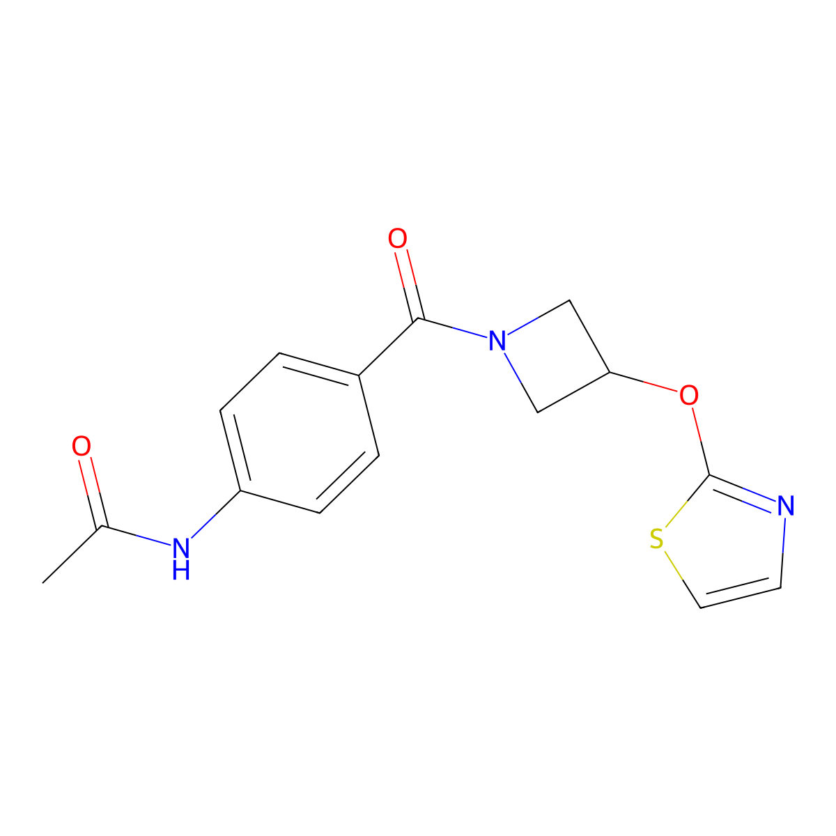 N-(4-(3-(thiazol-2-yloxy)azetidine-1-carbonyl)phenyl)acetamide molecular structure, CAS 1797741-87-7