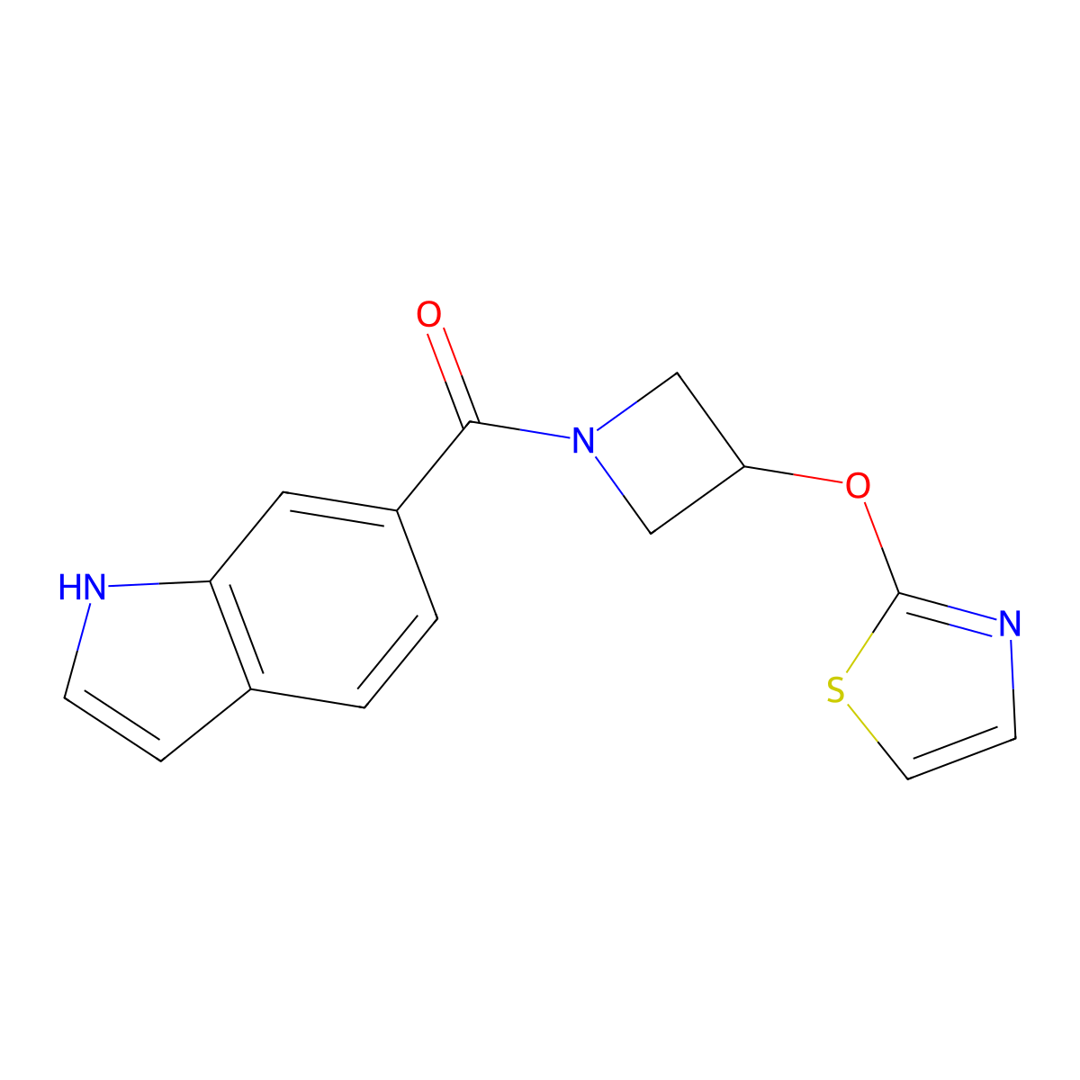(1H-indol-6-yl)(3-(thiazol-2-yloxy)azetidin-1-yl)methanone molecular structure, CAS 1797741-92-4