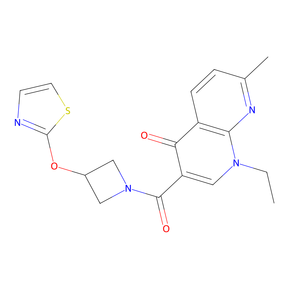 1-ethyl-7-methyl-3-(3-(thiazol-2-yloxy)azetidine-1-carbonyl)-1,8-naphthyridin-4(1H)-one molecular structure, CAS 1797742-01-8