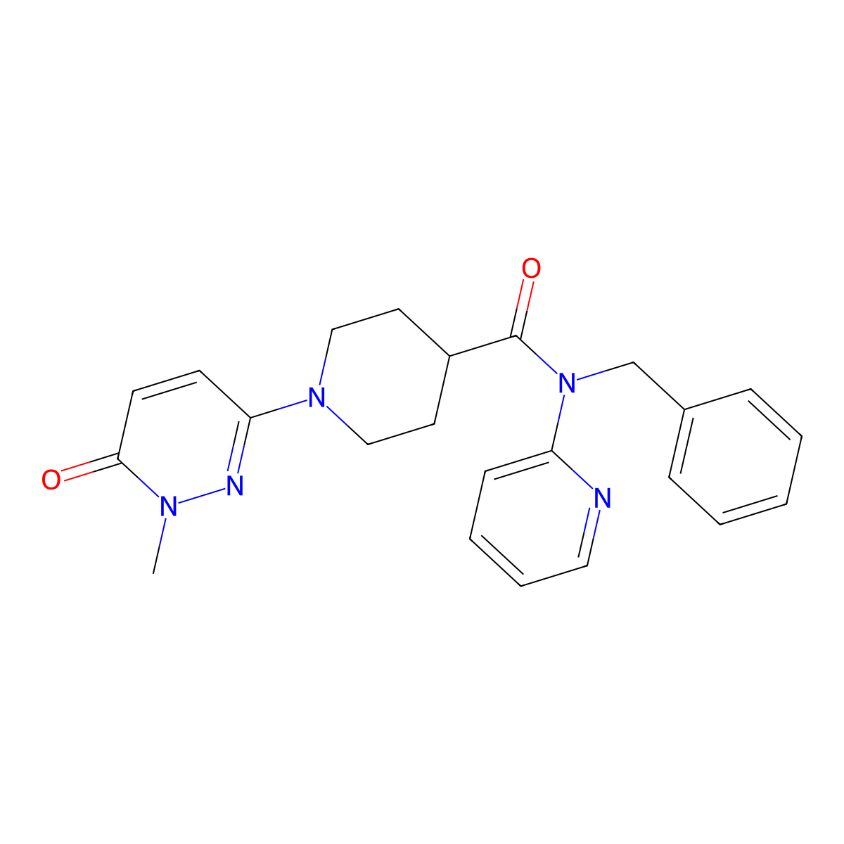 N-benzyl-1-(1-methyl-6-oxo-1,6-dihydropyridazin-3-yl)-N-(pyridin-2-yl)piperidine-4-carboxamide molecular structure, CAS 1797744-70-7