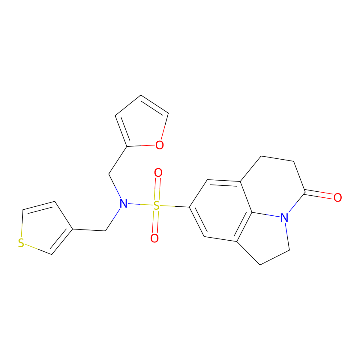 N-(furan-2-ylmethyl)-4-oxo-N-(thiophen-3-ylmethyl)-2,4,5,6-tetrahydro-1H-pyrrolo[3,2,1-ij]quinoline-8-sulfonamide molecular structure, CAS 1797744-96-7