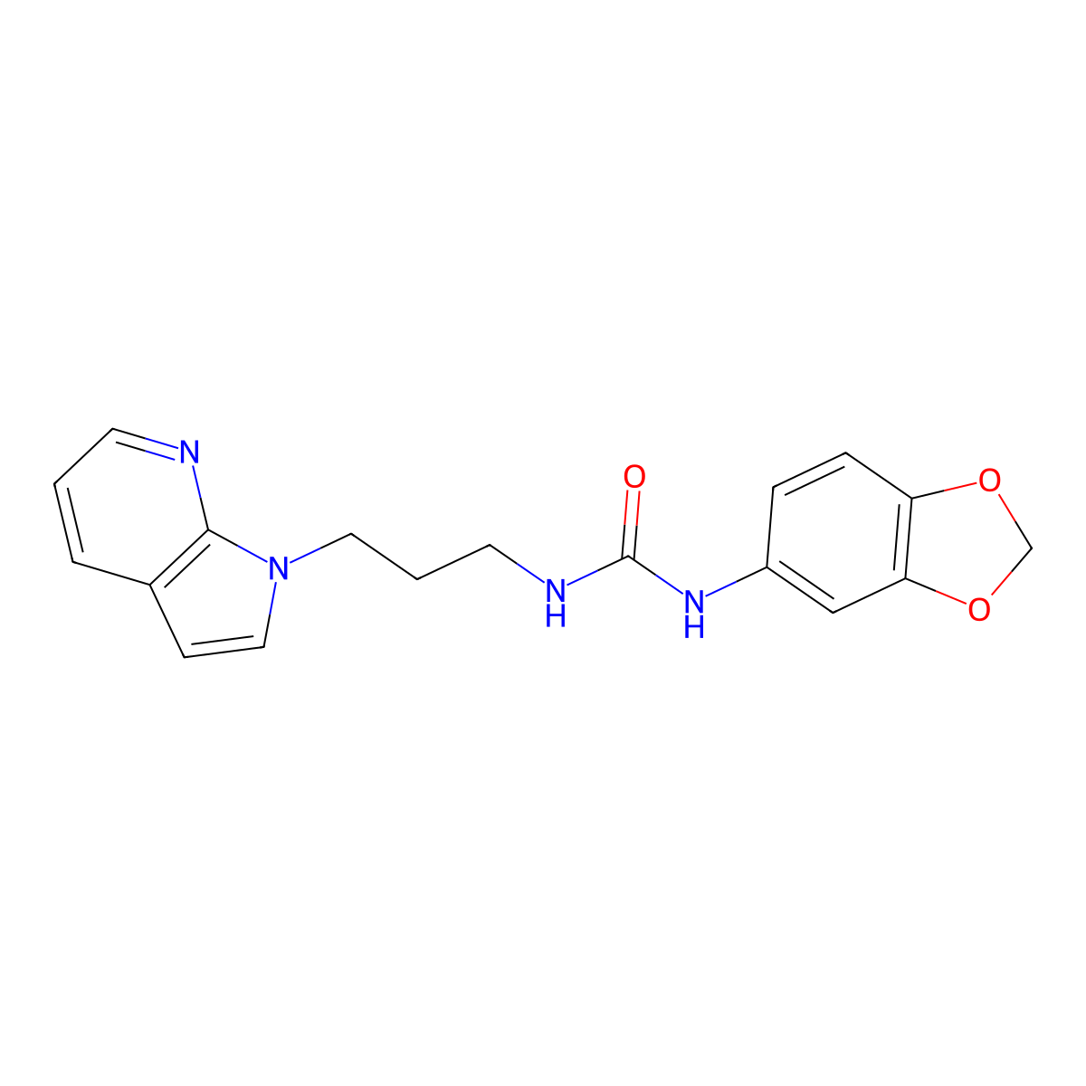 1-(3-(1H-pyrrolo[2,3-b]pyridin-1-yl)propyl)-3-(benzo[d][1,3]dioxol-5-yl)urea molecular structure, CAS 1797745-28-8