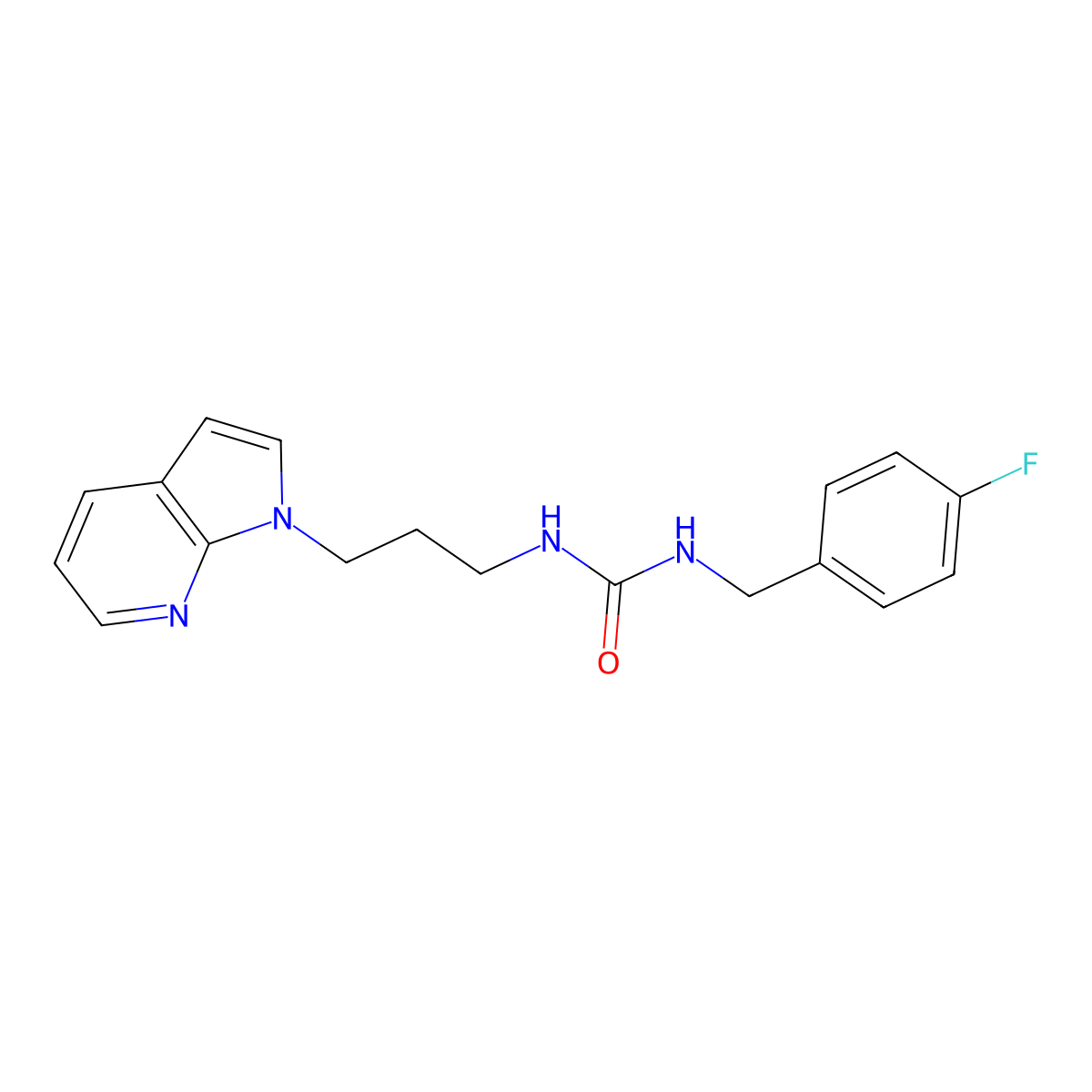 1-(3-(1H-pyrrolo[2,3-b]pyridin-1-yl)propyl)-3-(4-fluorobenzyl)urea molecular structure, CAS 1797745-36-8
