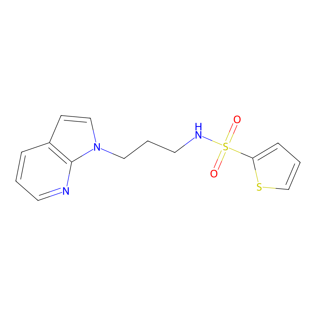 N-(3-(1H-pyrrolo[2,3-b]pyridin-1-yl)propyl)thiophene-2-sulfonamide molecular structure, CAS 1797745-44-8