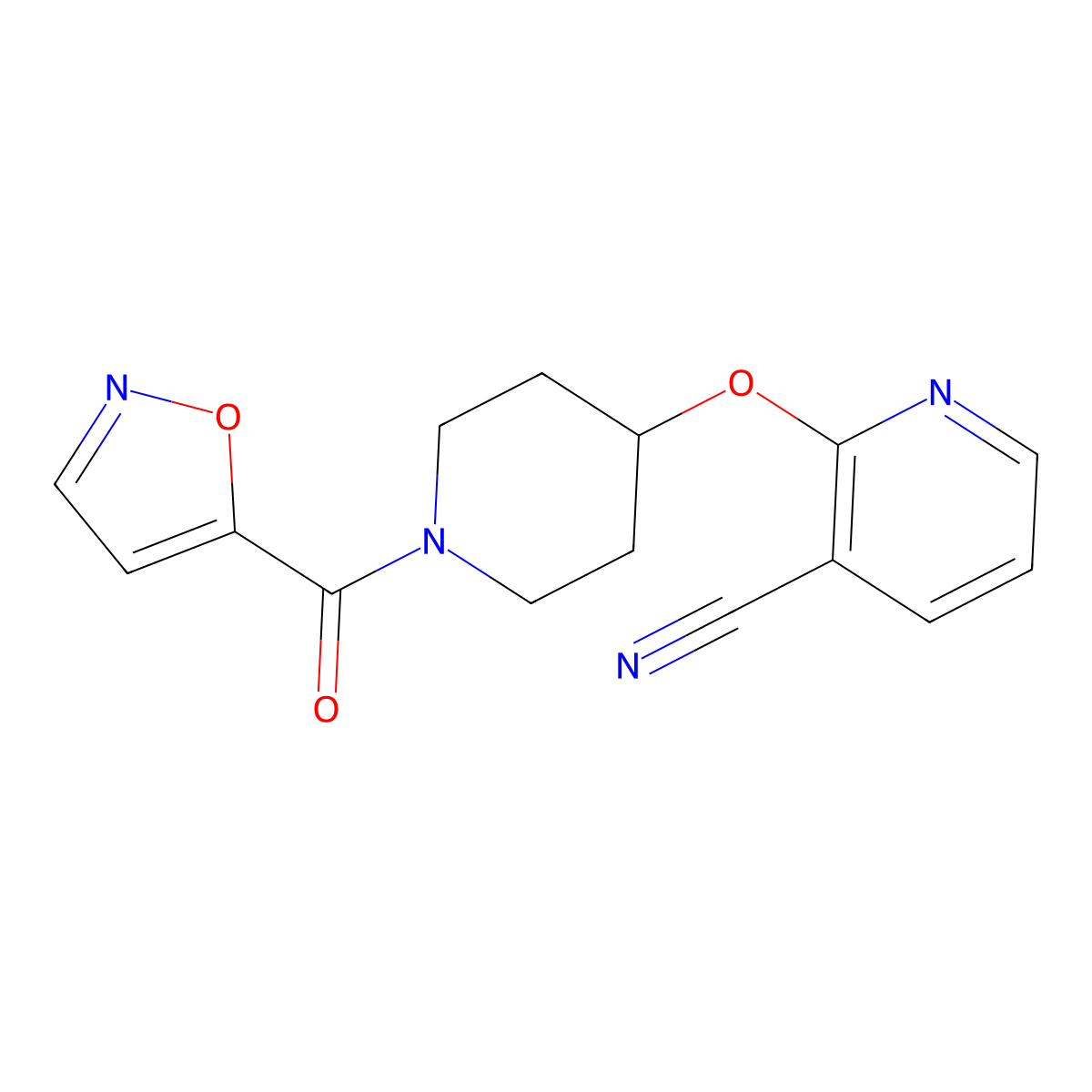2-((1-(Isoxazole-5-carbonyl)piperidin-4-yl)oxy)nicotinonitrile molecular structure, CAS 1797745-86-8